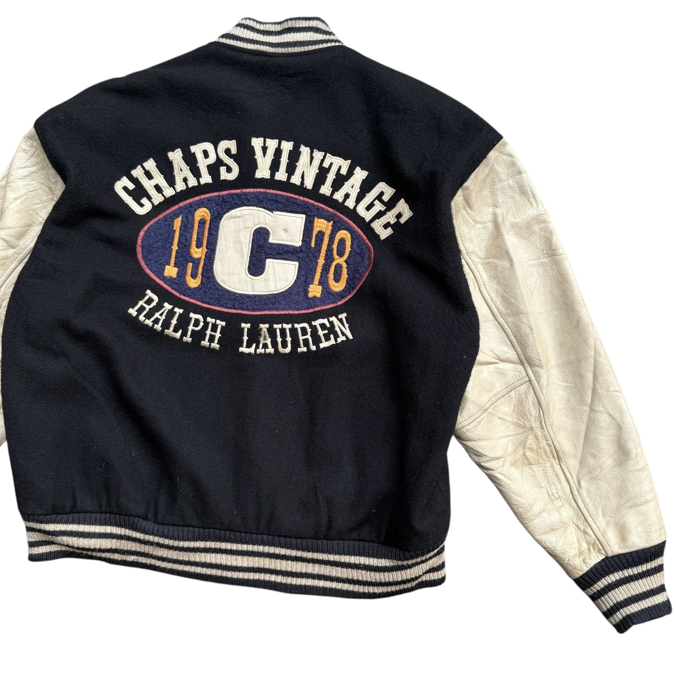 Chaps Chaps Vintage 1978 Ralph Lauren Wool Leather Varsity Jacket Size US L / EU 52-54 / 3 - 6 Thumbnail