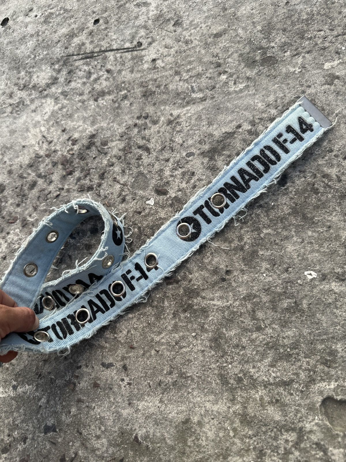 Designer Y2K Vintage Full Holes Tornado F-14 Distressed Belts USA Alt Size ONE SIZE - 4 Thumbnail