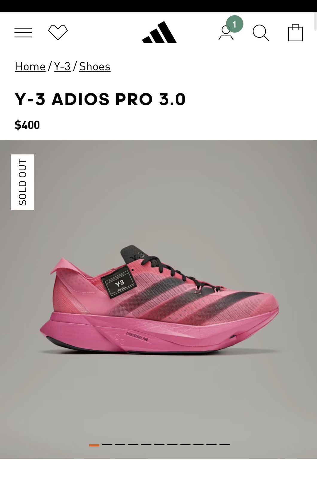 Yohji Yamamoto New in the box Y3ADIOS pro 3.0 Size 9 USA List $400 Size US 9 / EU 42 - 2 Thumbnail