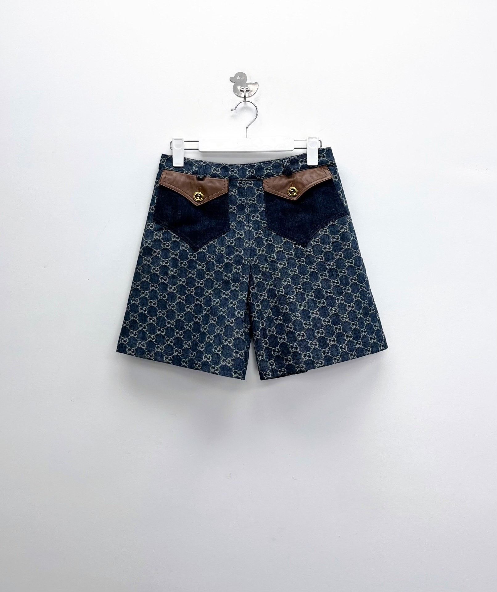 Gucci Gucci Double G Logo Denim Shorts Size 40" / US 18 - 1 Thumbnail