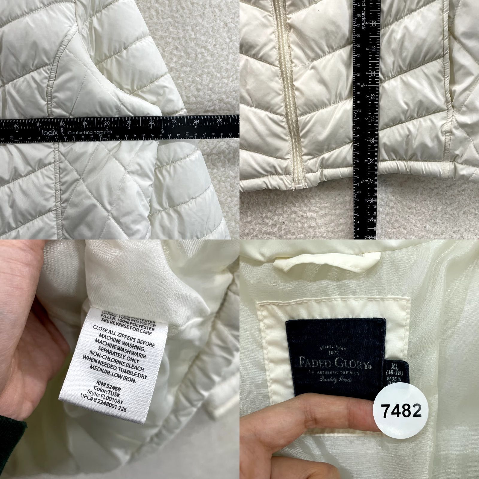 Faded Glory Y2K Vintage Puffer Jacket Coat XL Womens White Winter Snow Outdoor Size XL / US 12-14 / IT 48-50 - 8 Thumbnail