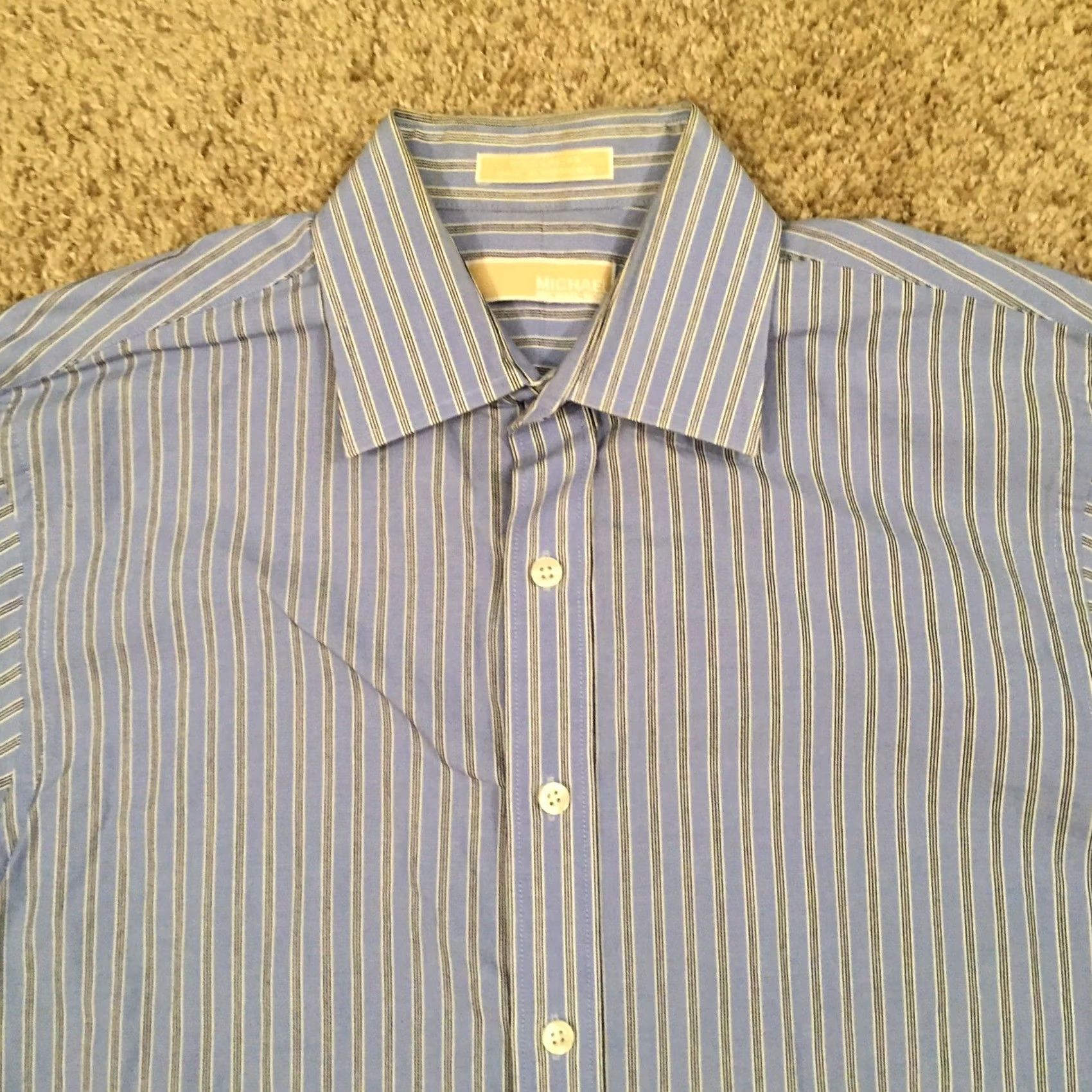 Michael Kors Michael Kors Shirt Mens Medium Blue Striped Long Sleeve Button Up Size US M / EU 48-50 / 2 - 3 Thumbnail