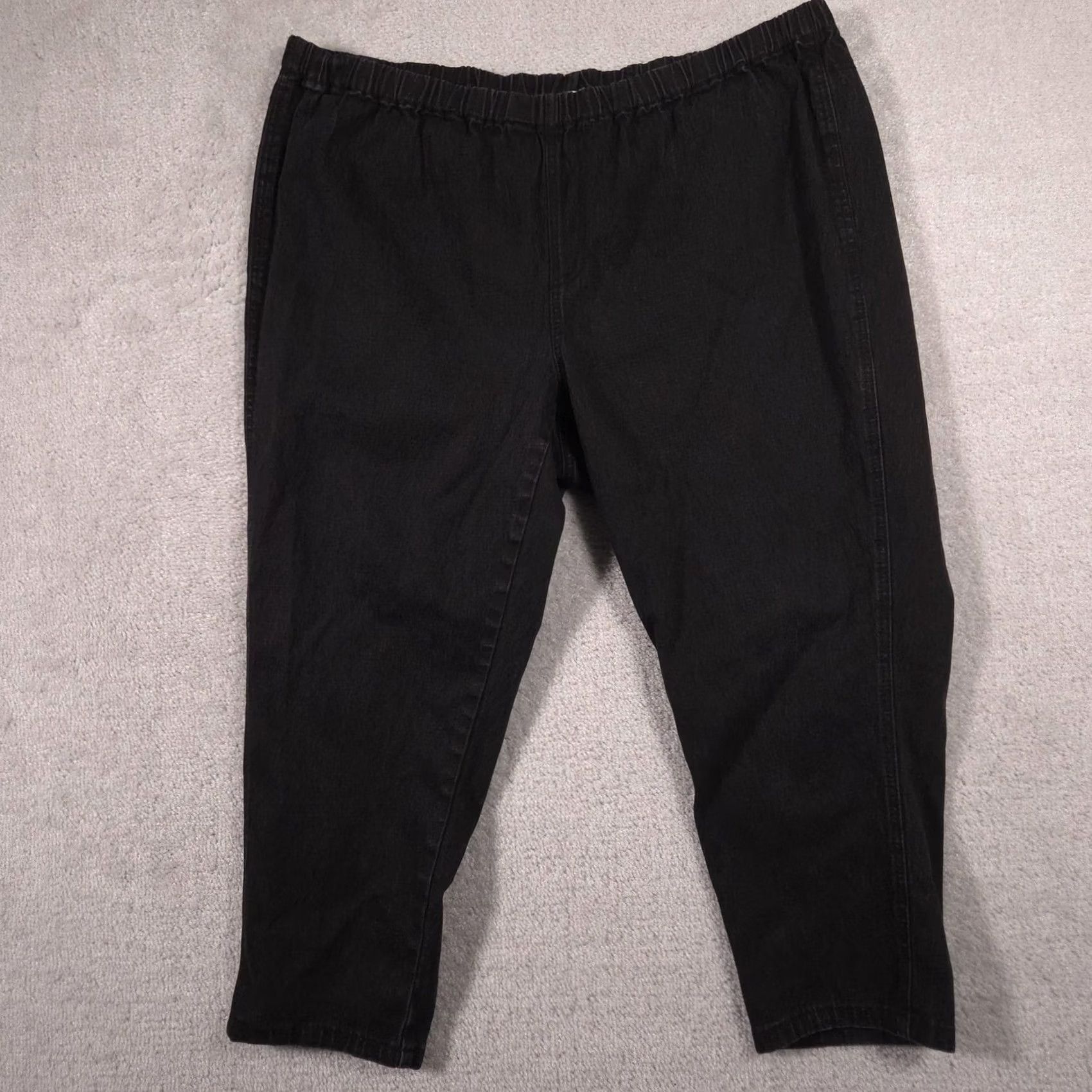 Vintage DG2 by Diane Gilman Capri Jeans Womens P2X Black High Rise Elastic Waist Stretch Capris Size 40" / US 18 - 2 Thumbnail
