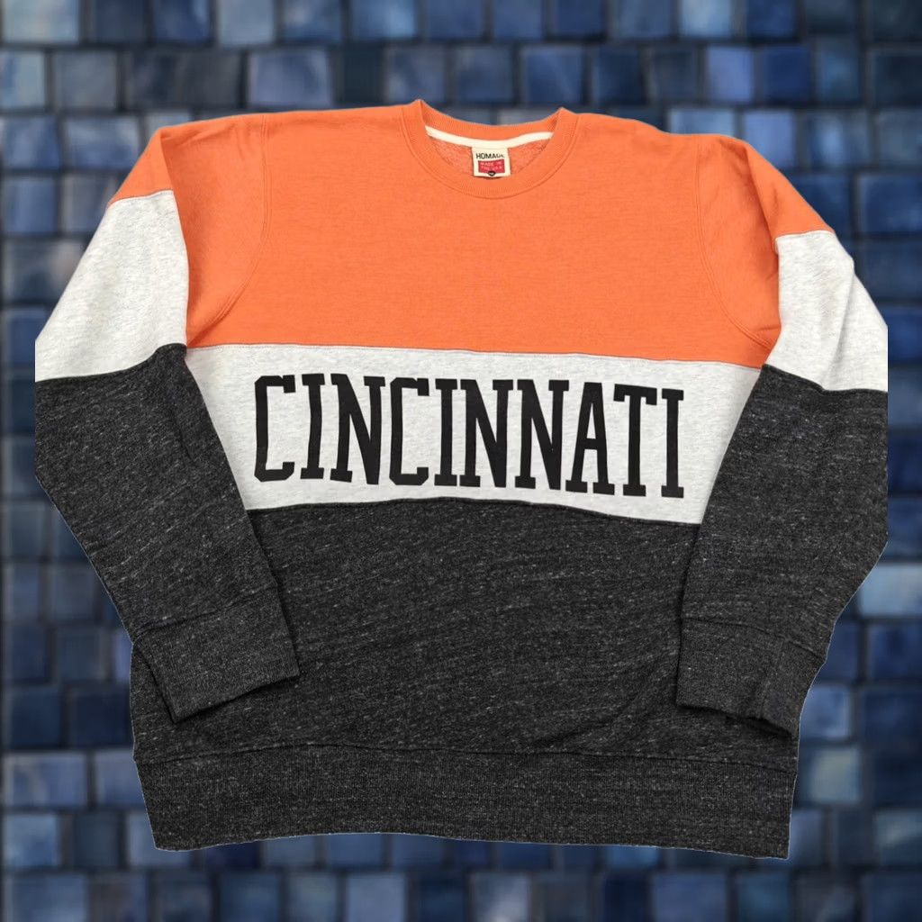 Etro Homage Cincinnati Sweater Mens 2XL Crewneck Pullover Orange Knit Graphic Print Retro United States Made USA Size US XXL / EU 58 / 5 - 1 Thumbnail