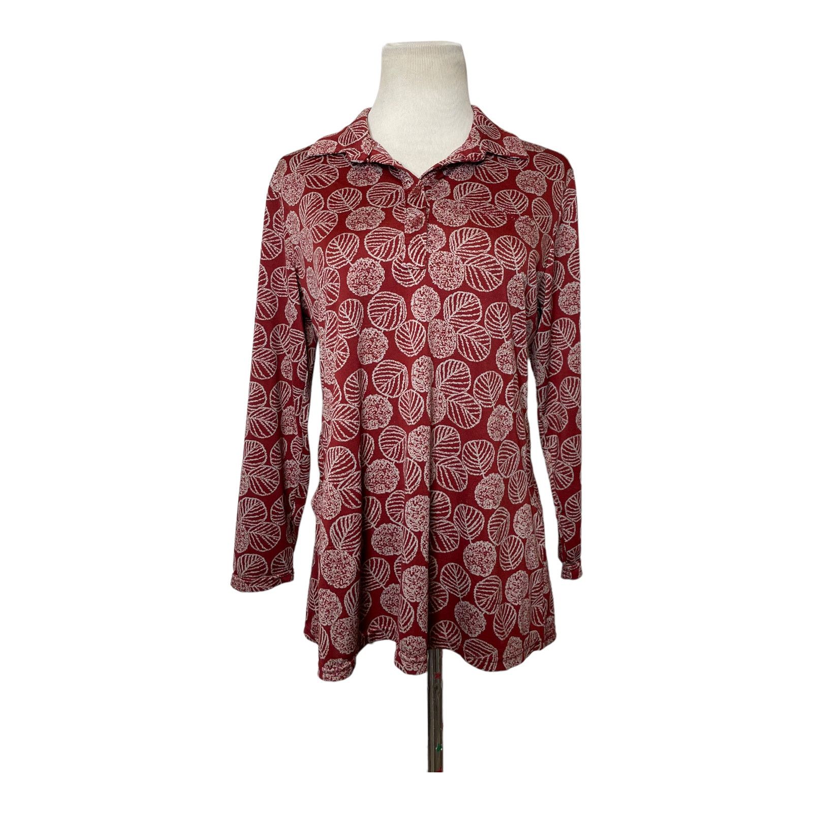Vintage Vintage 3/4 sleeves leaves print red blouse size XL Size XL / US 12-14 / IT 48-50 - 6 Thumbnail