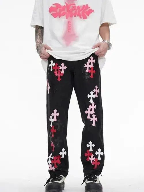 Other High street cross patch embroidered jeans Size US 32 / EU 48 - 1 Thumbnail