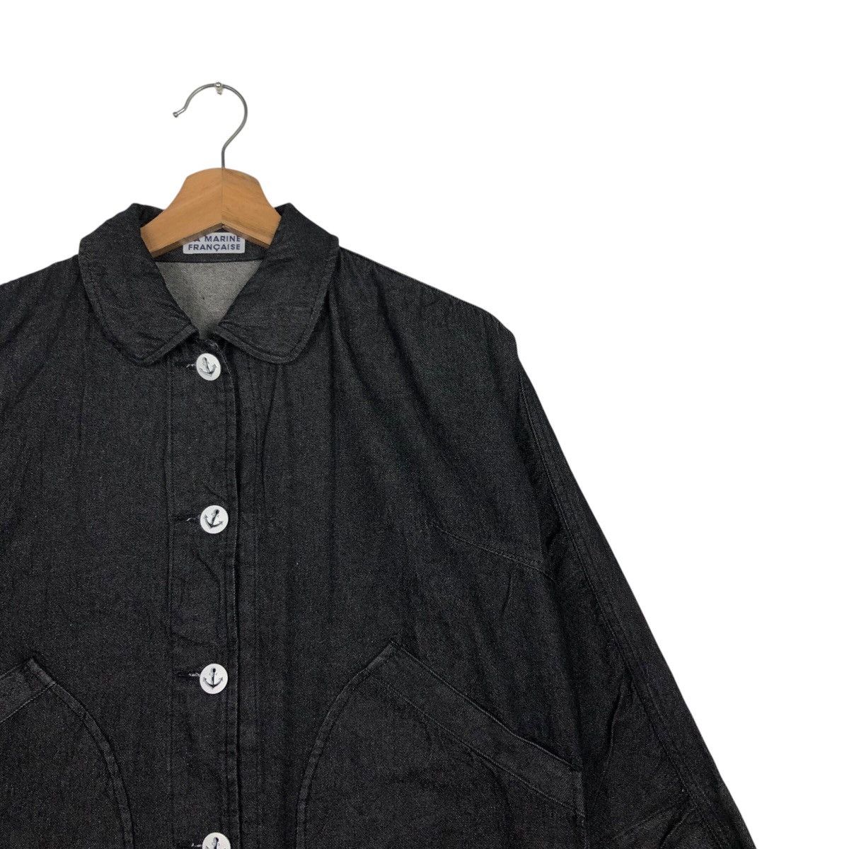 45rpm 📌Vintage Cropped Denim Jacket Worker La Marine Francaise Size US M / EU 48-50 / 2 - 6 Thumbnail
