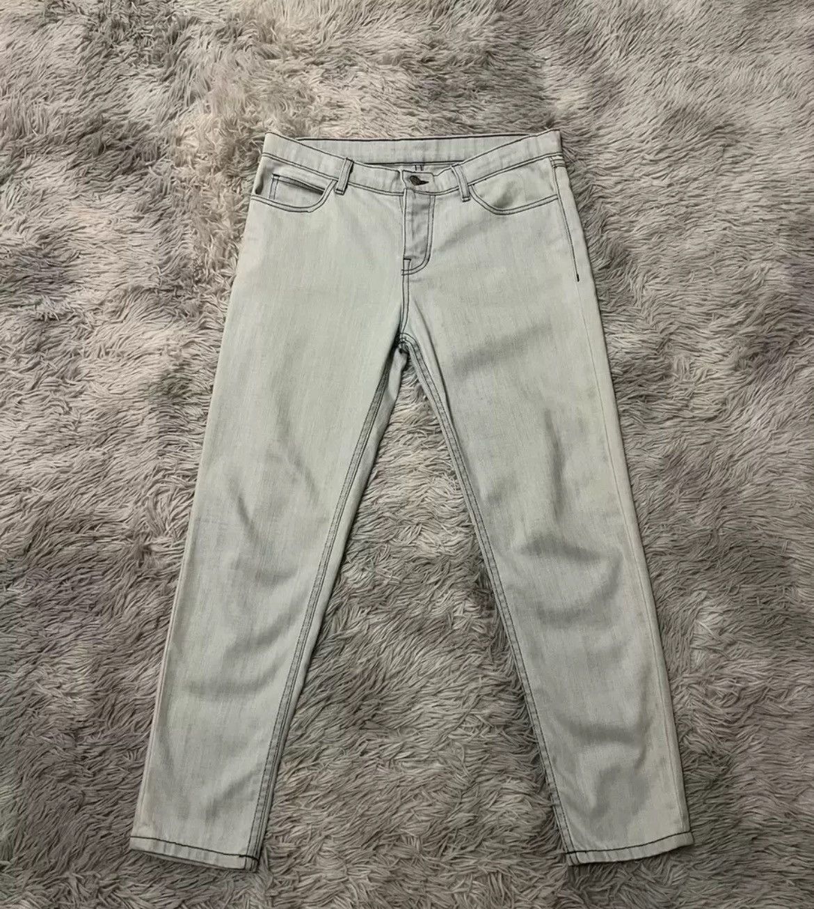 RAW HEM LEATHER FLARE JEANS — Enfants Richés Deprimes