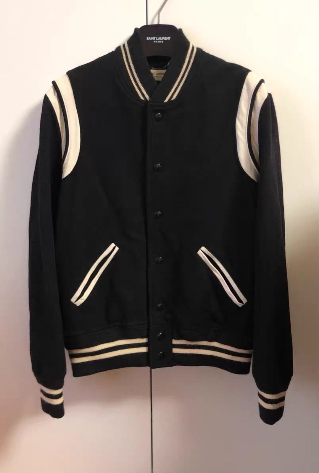 Saint Laurent Paris Saint Laurent SLP SS15 Classic Black & White Varsity Jacket Size US M / EU 48-50 / 2 - 1 Thumbnail