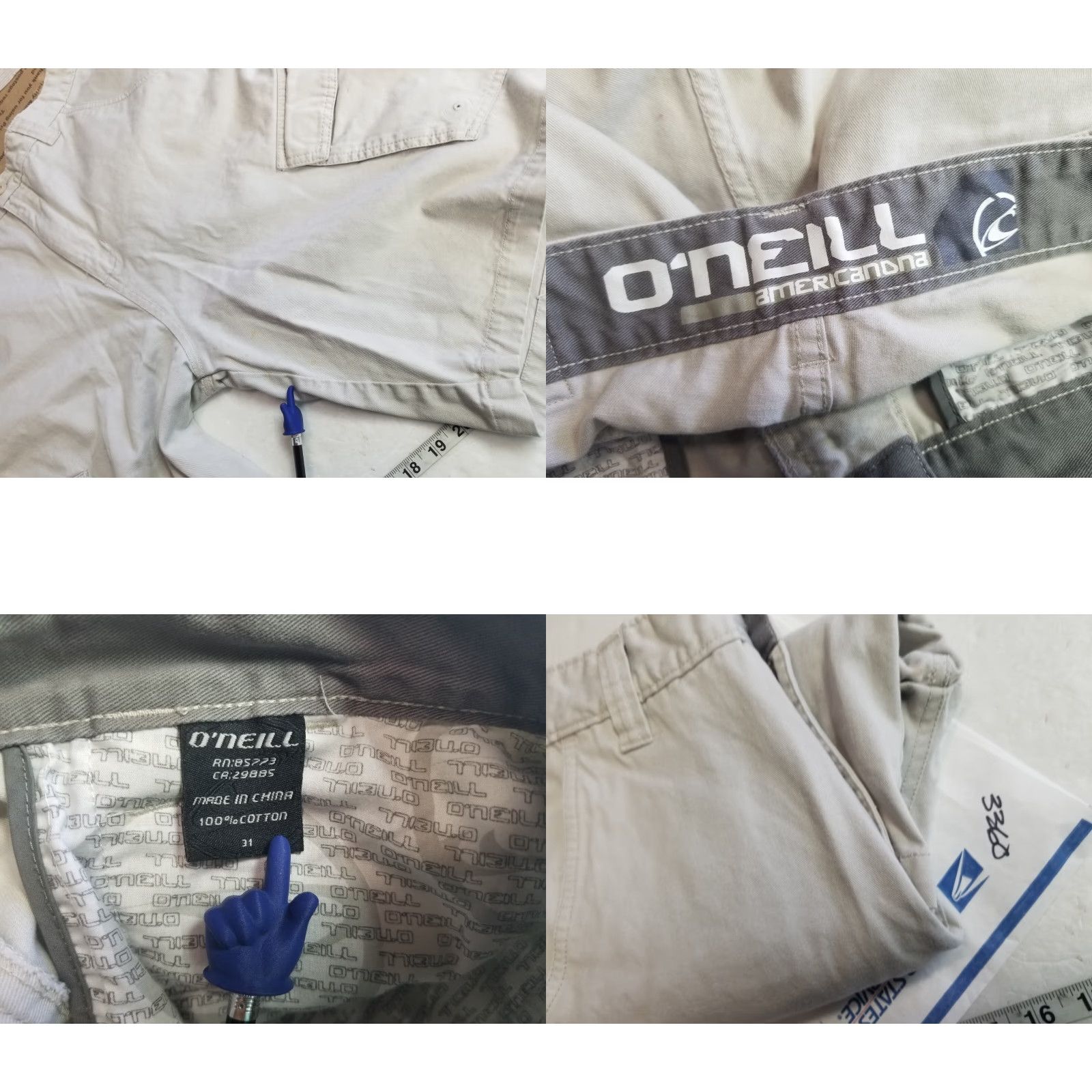 O'Neill VINTAGE O'Neill Cargo Shorts Mens 31 Tan 90s Pockets Classic Knit Polyester See Pics Size US 31 - 8 Thumbnail