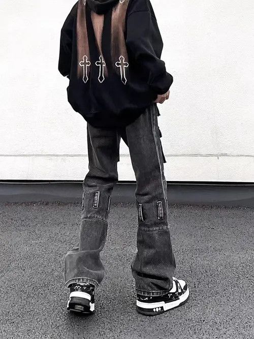 Japanese Brand × Jean Vintage multi-pocket workwear draped heavyweight jeans Size US 34 / EU 50 - 3 Thumbnail
