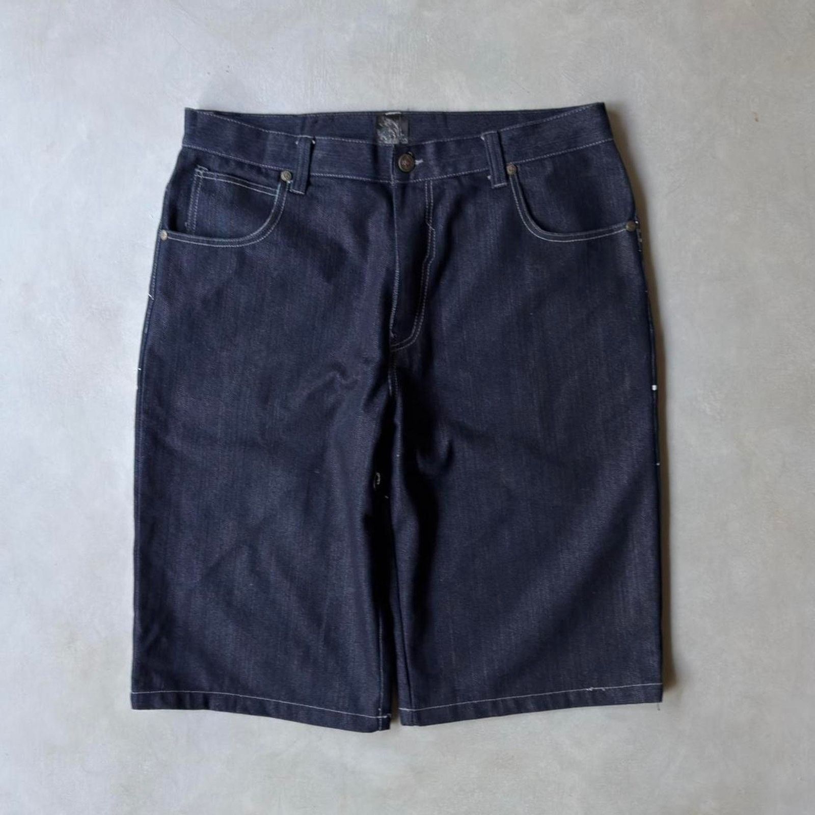Vintage Vintage Raw Blue Baggy Jorts Wide Leg Jean Shorts Y2K Grunge Size US 40 / EU 56 - 2 Thumbnail