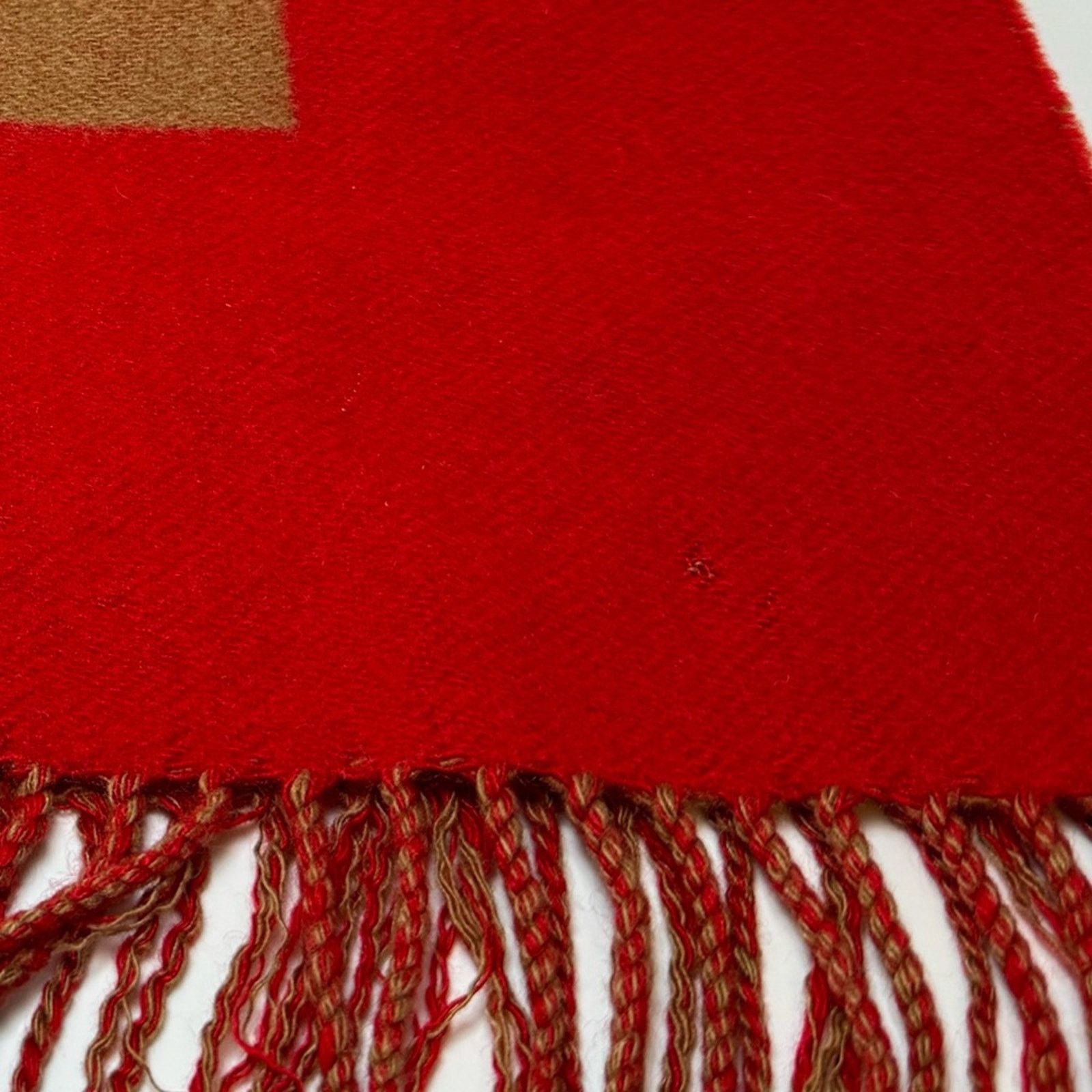 Louis Vuitton Louis Vuitton Red & Camel Double Sided 100% Cashmere Scarf Size ONE SIZE - 15 Thumbnail