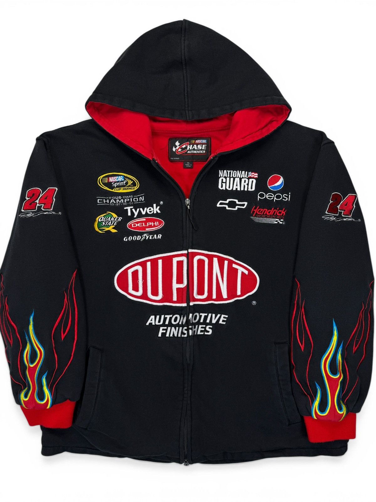 Chase Authentics Vintage Nascar DuPont Flame Zip Up Hoodie Size US XL / EU 56 / 4 - 2 Thumbnail
