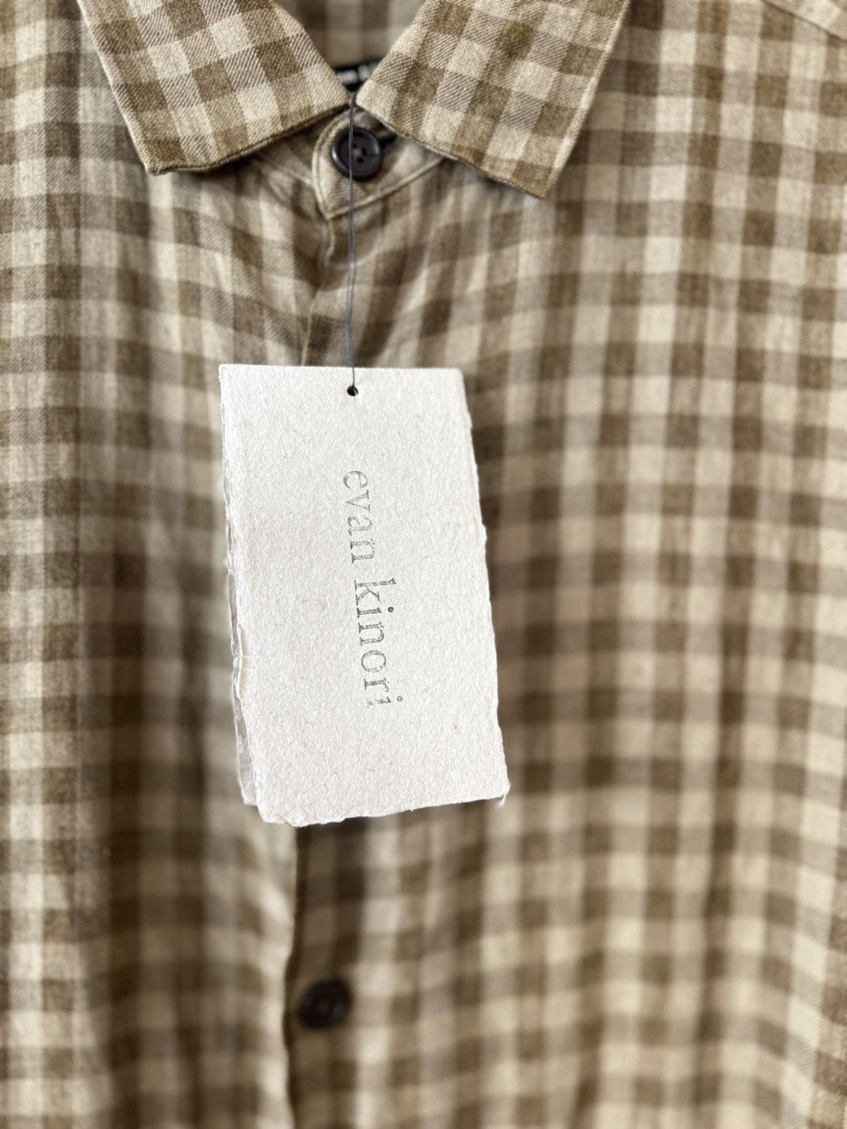 Flat Hem Shirt / Yarn Dyed Linen Check / Ss25 in Beige, Men's — image 2 of 5