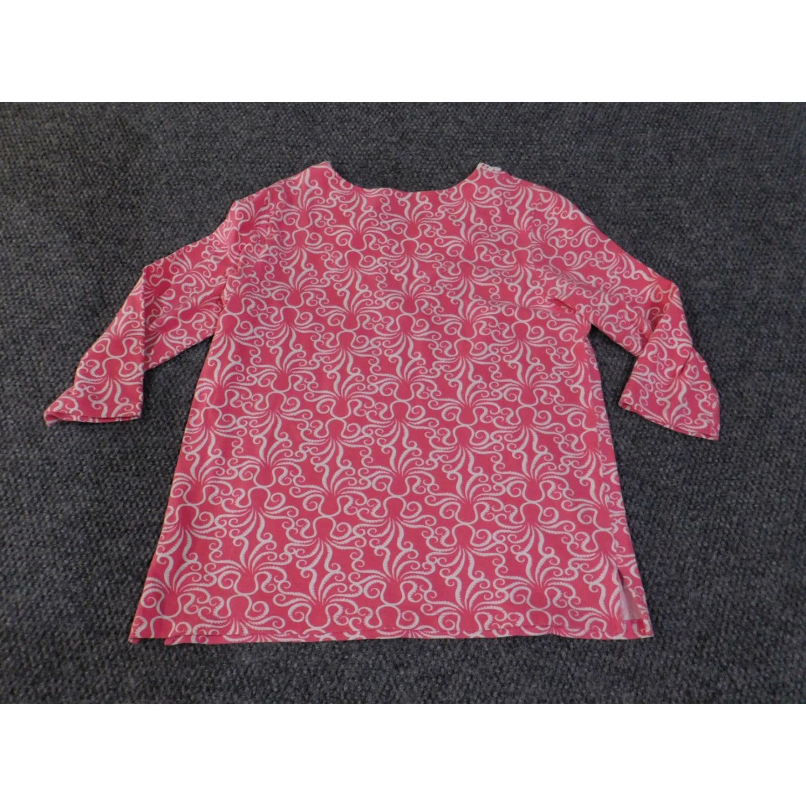 Vintage Alfred Dunner Shirt Womens Small Pink White Lace Trim V Neck 3/4 Sleeve Stretch Size S / US 4 / IT 40 - 7 Thumbnail