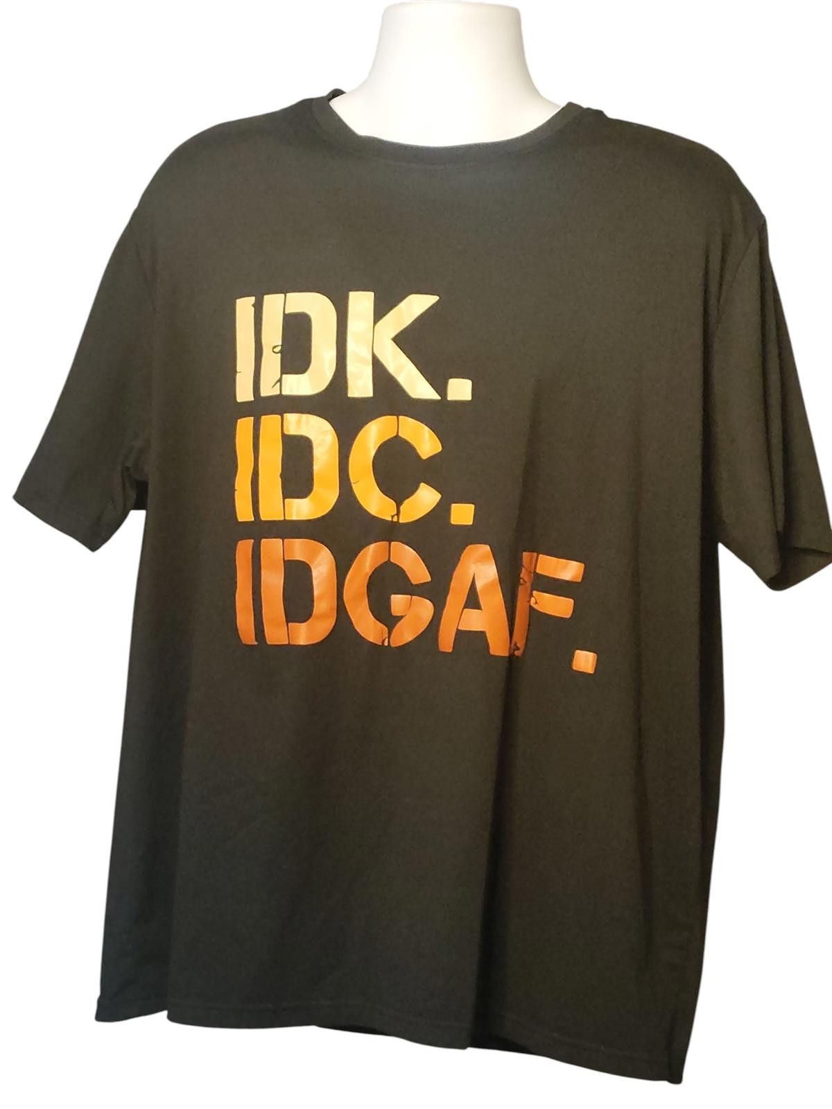 The Unbranded Brand Men's Black Graphic T-Shirt with IDK IDC IDGAF Text Size US XXL / EU 58 / 5 - 3 Thumbnail