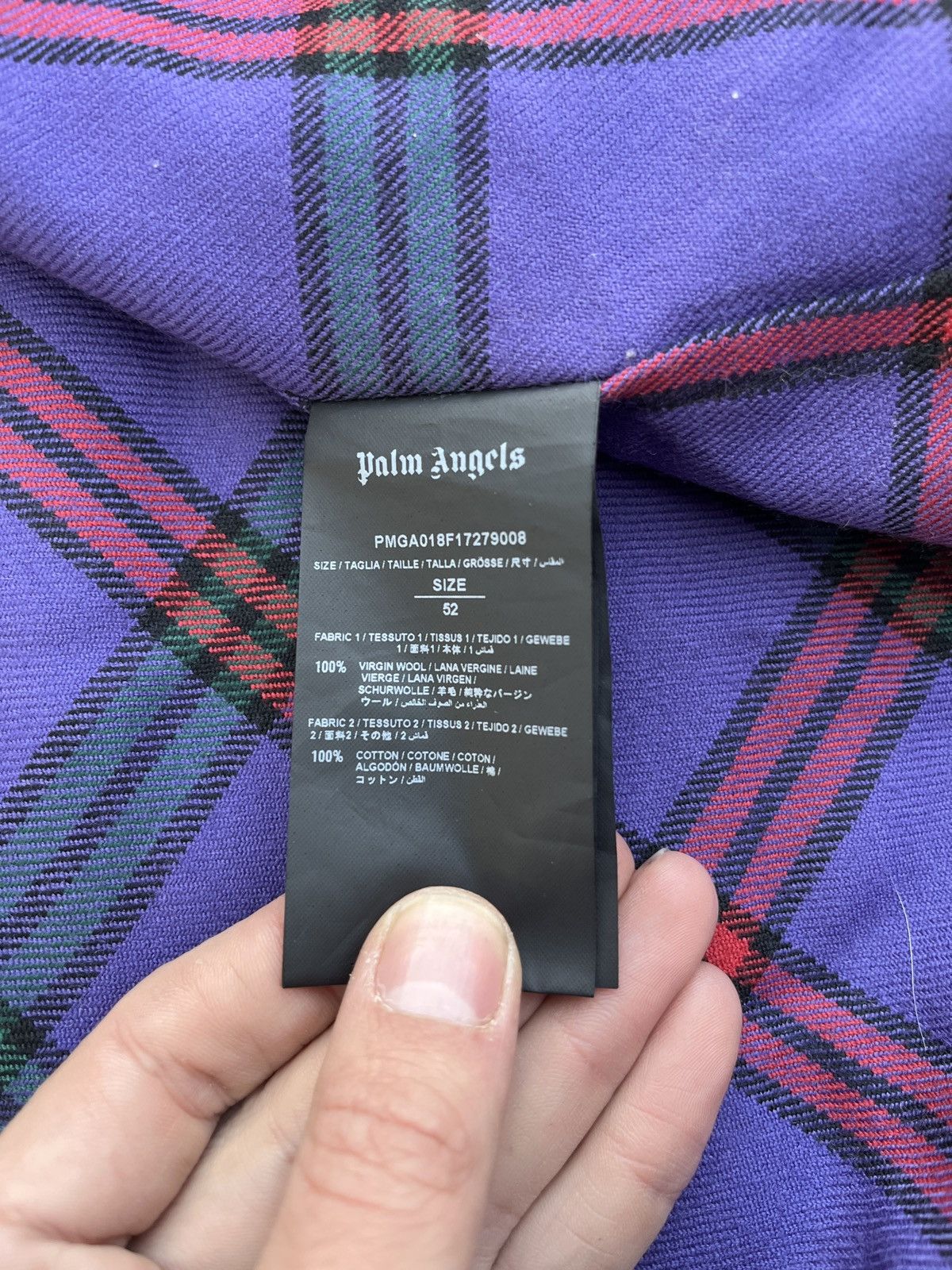Palm Angels Palm angels purple plaid flannel Size US XXL / EU 58 / 5 - 6 Thumbnail