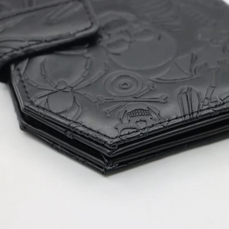 Japanese Brand Dark Spooky Goth Vintage Embossed Skull Coffin Wallet Size ONE SIZE - 3 Thumbnail