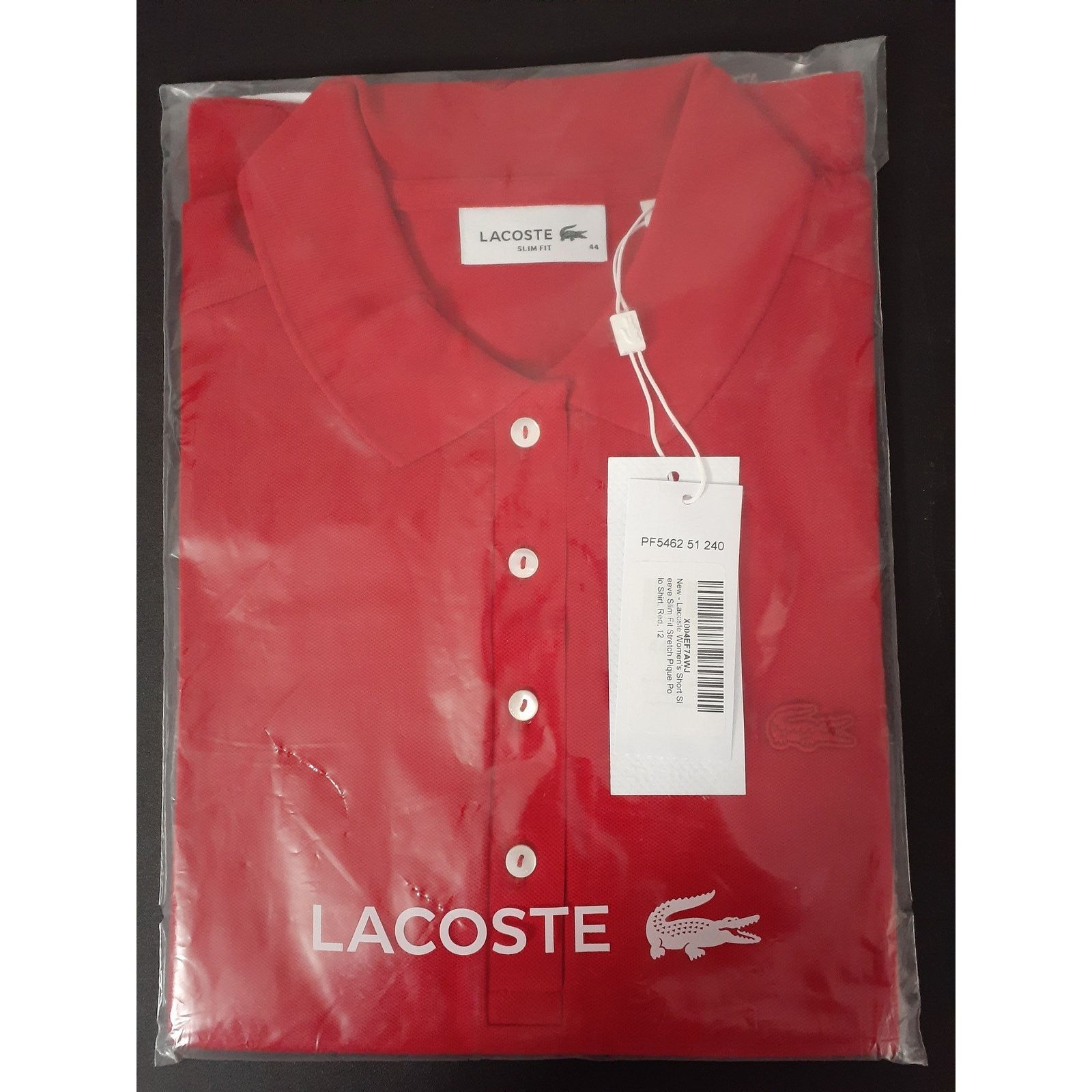 Lacoste Lacoste Women's Slim Fit Stretch Mini Pique Polo Red 12 Size XL / US 12-14 / IT 48-50 - 2 Thumbnail