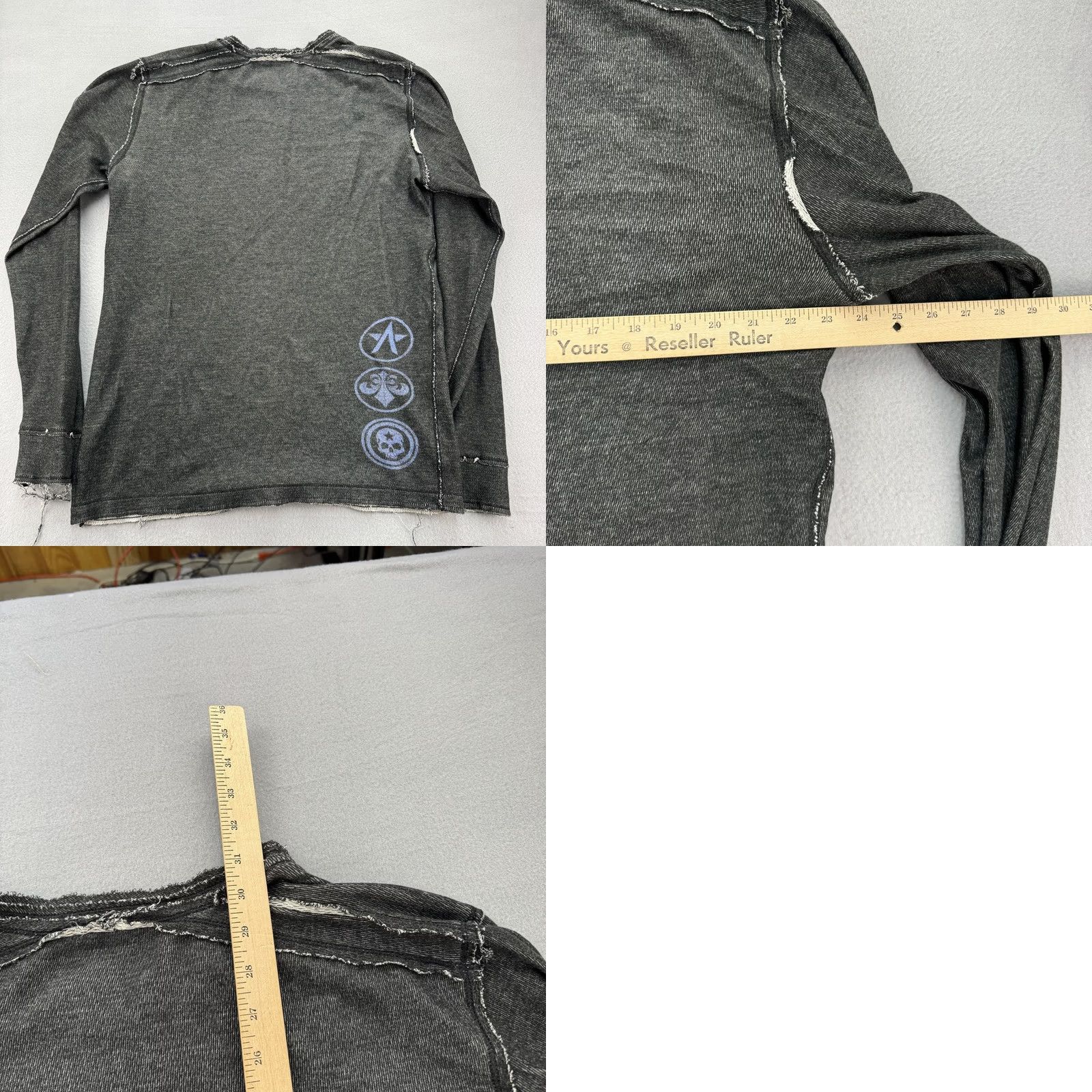 Affliction Affliction Shirt Mens Medium Gray Long Sleeve Distressed Graphic MMA Style Crew Neck Graphic Print Skull Cross Vintage: No Size US M / EU 48-50 / 2 - 8 Thumbnail