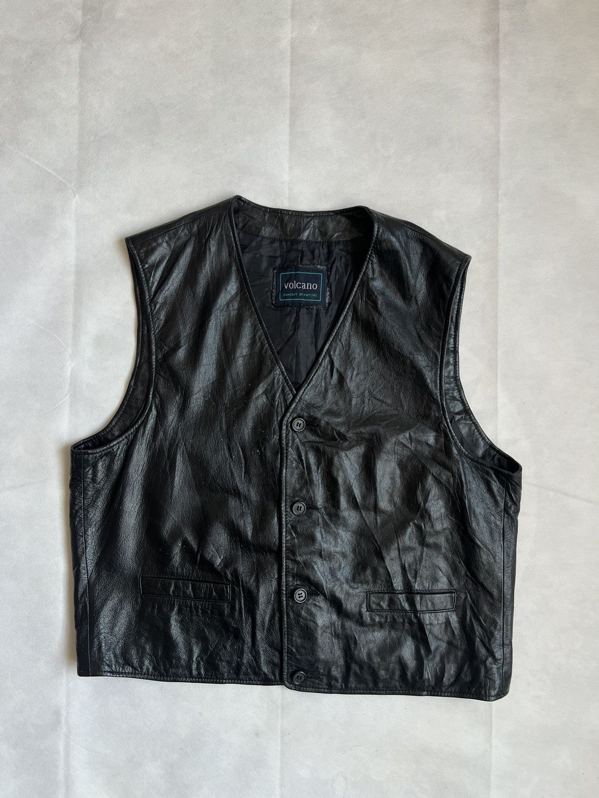 Volcano Cowhide Leather Biker Punk Vest
