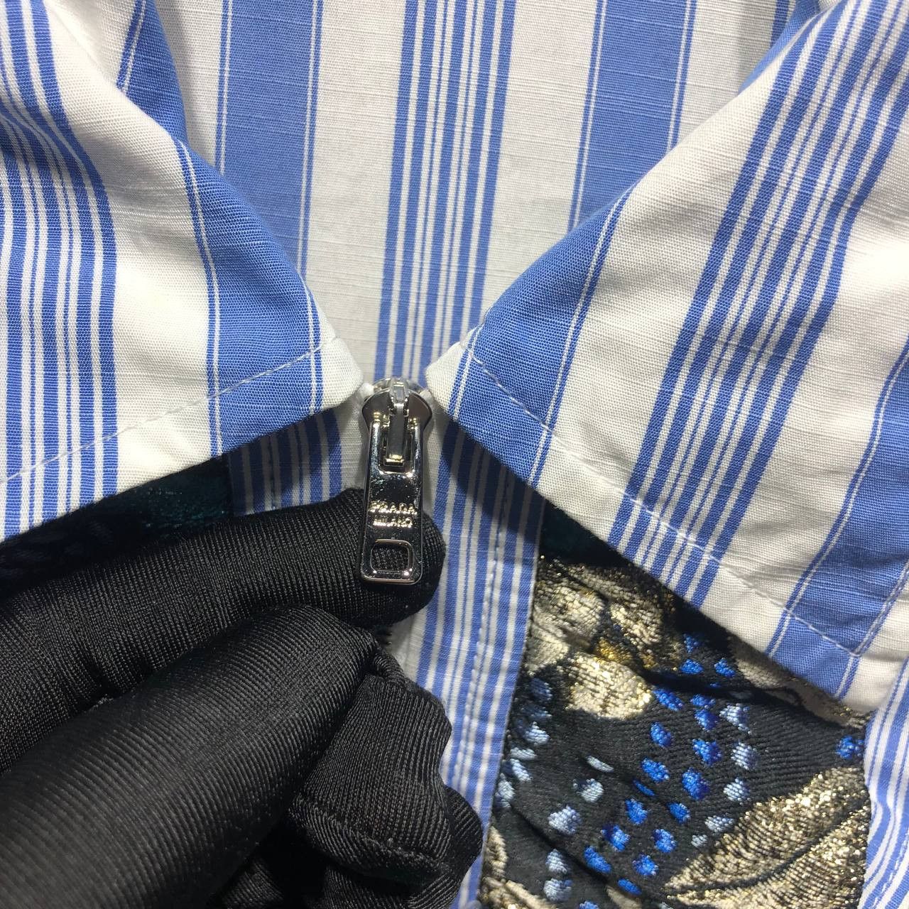 Prada Prada Striped Cotton Brocade Ruffle front shirt Size S / US 4 / IT 40 - 4 Thumbnail