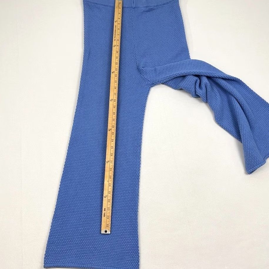 Free People VINTAGE? No. Free People Beach Pants Womens M Blue Knit Wide Leg High Rise Relax Coastal Prep Pants Size 32" / US 10 / IT 46 - 5 Thumbnail