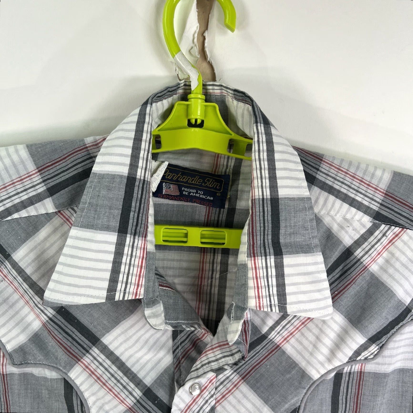 Vintage VINTAGE Panhandle Slim Pearl Snap Plaid Button Up Shirt Mens L Gray US Made Size US L / EU 52-54 / 3 - 4 Thumbnail