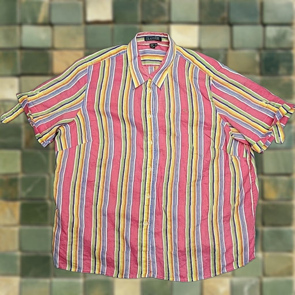 Ralph Lauren Lauren Ralph Lauren Shirt Womens 2X Multicolor Striped Casual Shirt Womens 2X Multicolor Striped Summer Comfort Casual Size XXL / US 16-18 / IT 52-54 - 1 Thumbnail