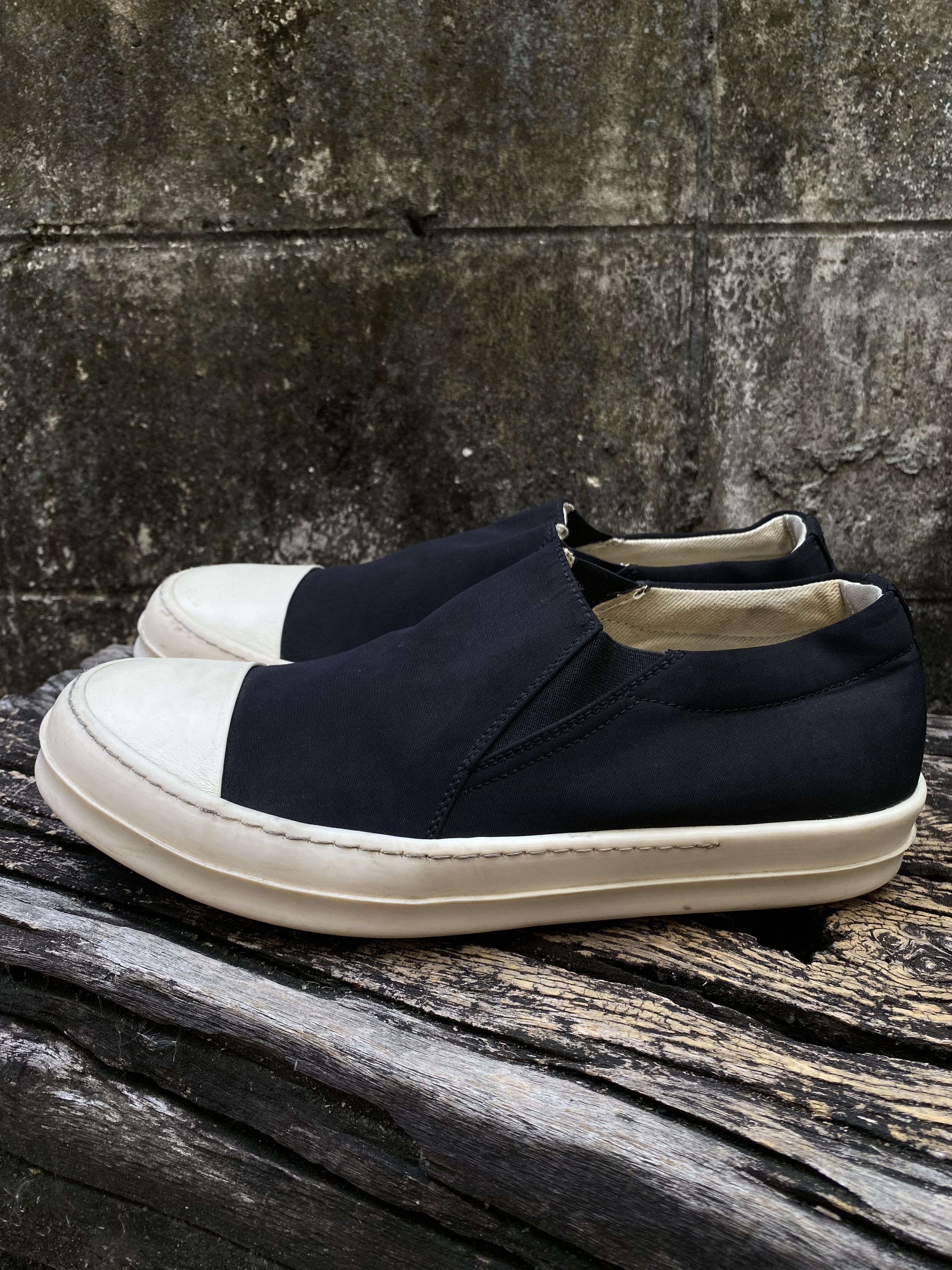 Rick Owens DRKSHDW Slip On Sneakers Black Milk 41.5