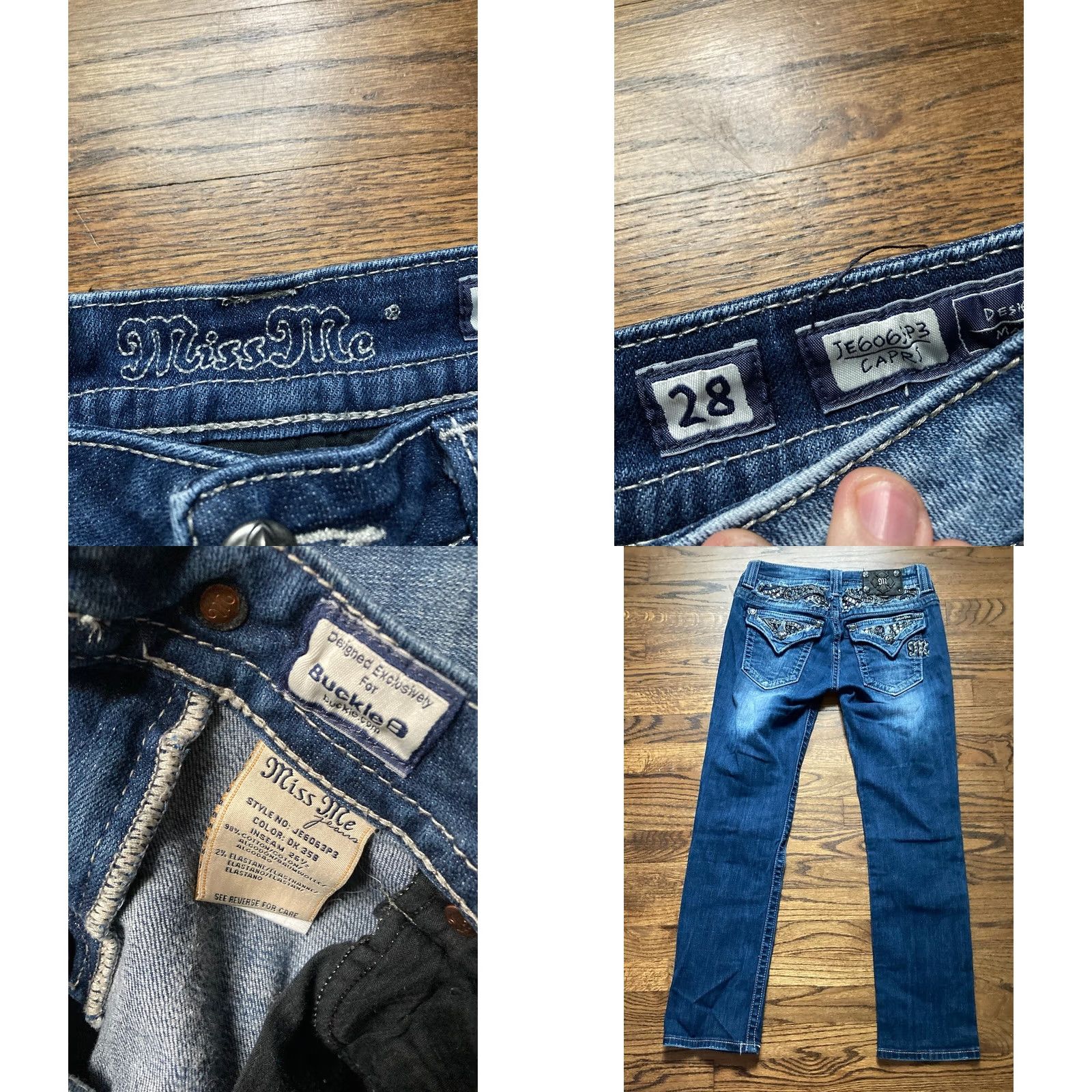 Miss Me Miss Me Jeans Capri Womens Sz 28 Flap Pocket JE6063P3 Rhinestone Embroidered Size 28" / US 6 / IT 42 - 8 Thumbnail