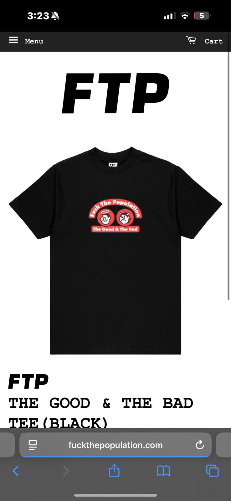 Fuck The Population FTP THE GOOD & THE BAD TEE (BLACK) Size US L / EU 52-54 / 3 - 2 Thumbnail