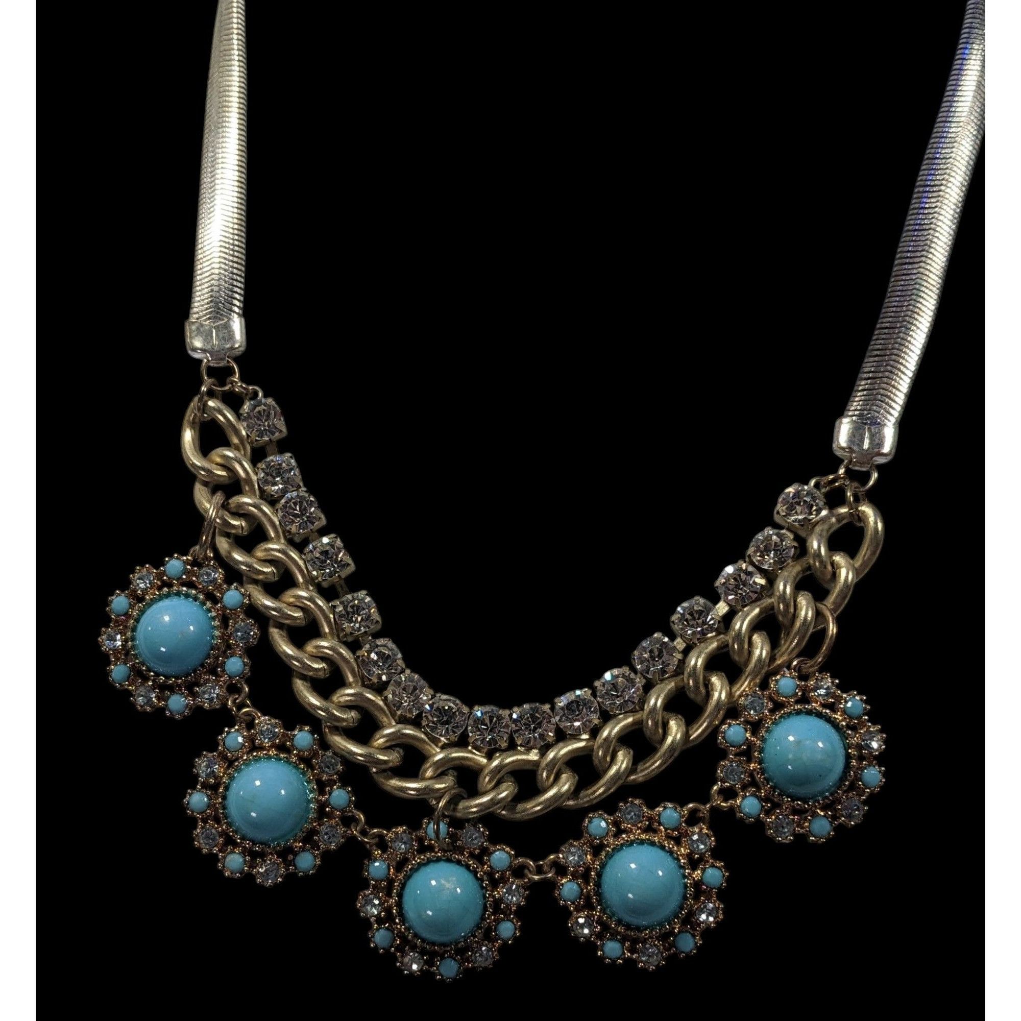 Other Bohemian Glam Silver And Gold Tone Necklace With Blue And Cl Size ONE SIZE - 2 Thumbnail