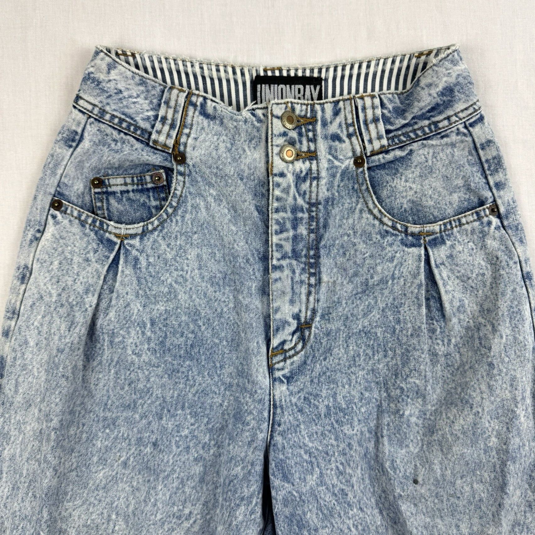 Vintage VINTAGE UNIONBAY JEANS WOMENS 3 BLUE HIGH WAIST HIPSTER PUNK 1980S SNAPS BUTTON Size 26" / US 2 / IT 38 - 3 Thumbnail