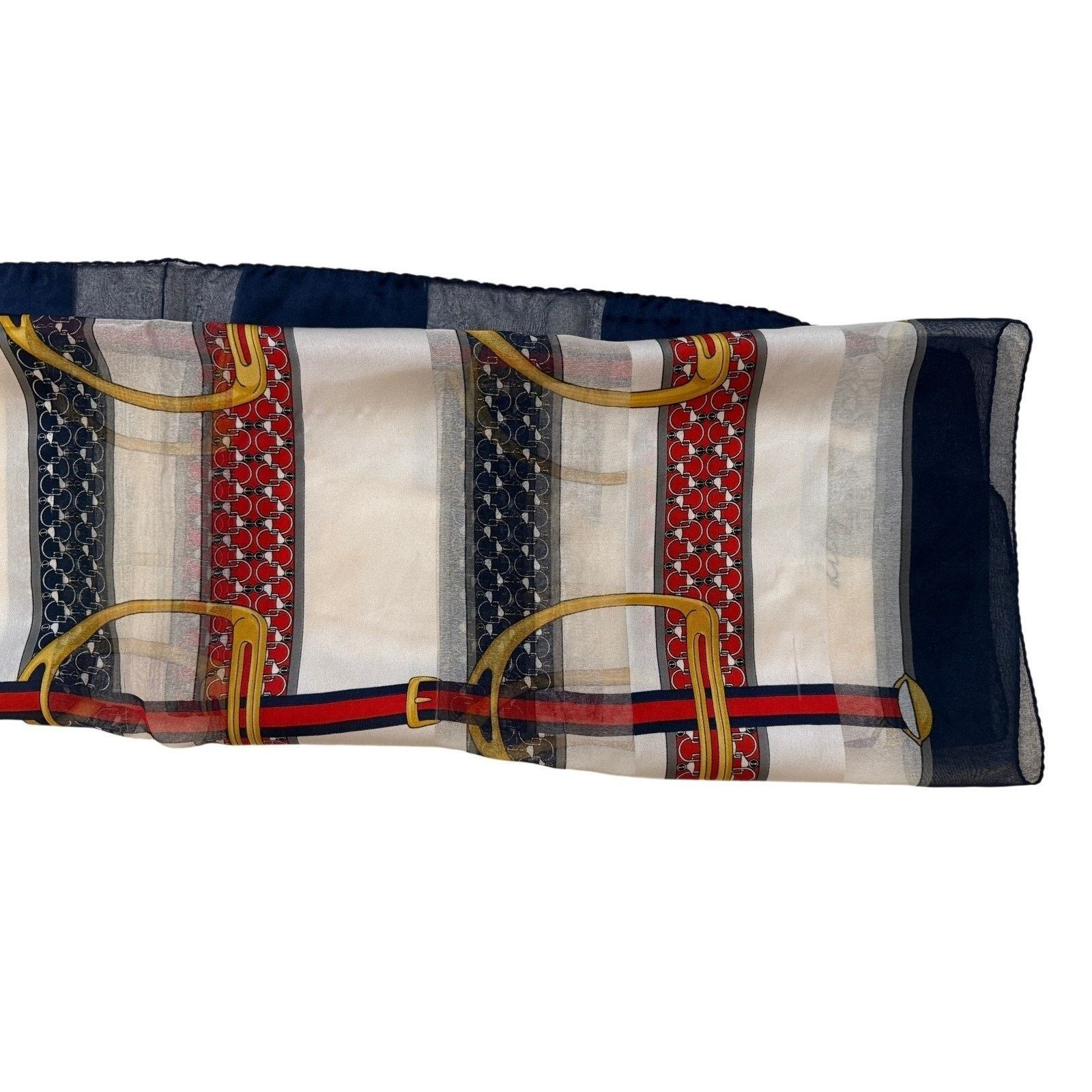 & Other Stories Vintage Lilly Italy Silk Scarf Equestrian Stirup Old Money Size ONE SIZE - 5 Thumbnail