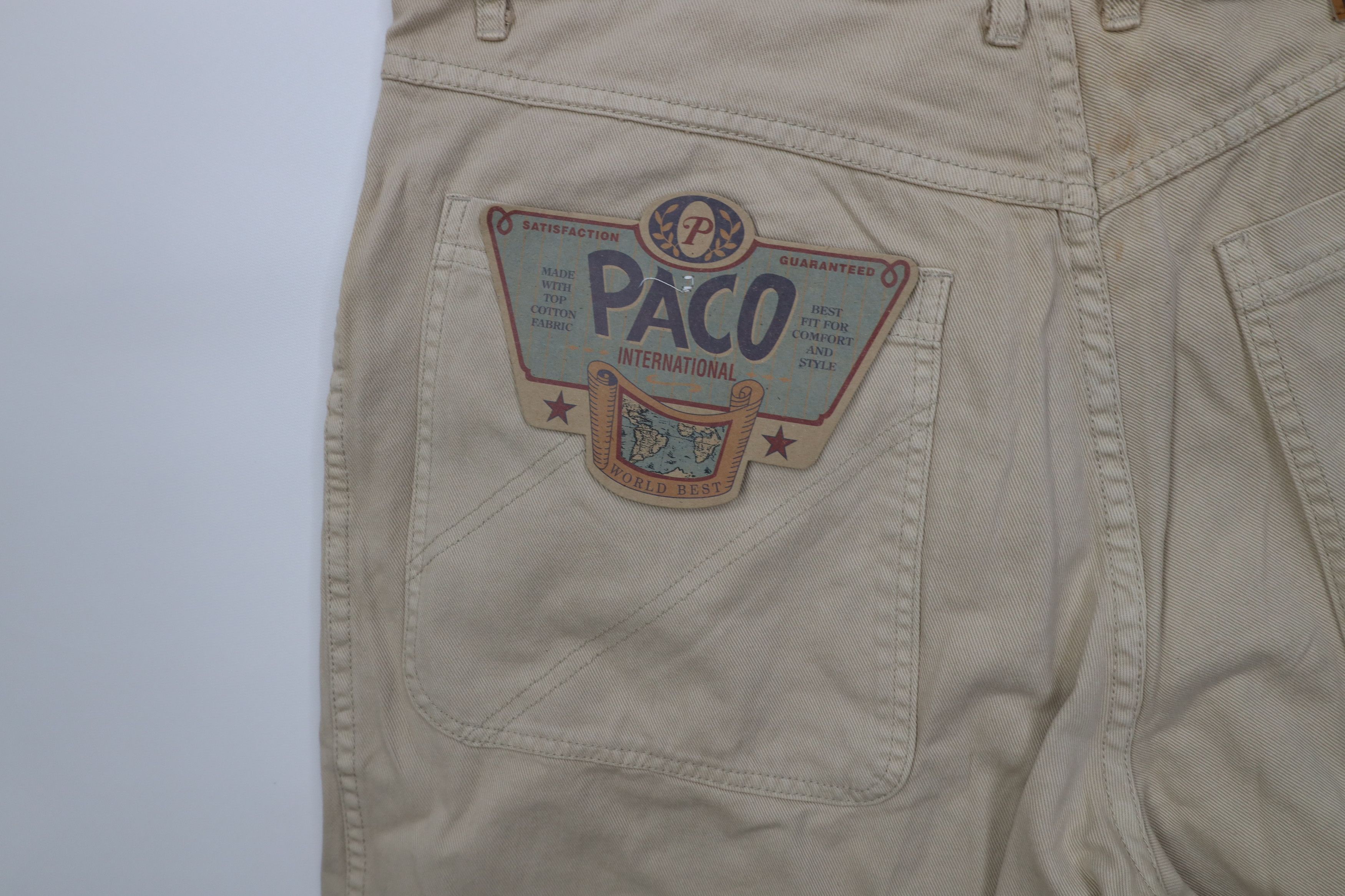 Vintage Deadstock Vintage 90s Paco Hip Hop Denim Jean Shorts Tan Size US 36 / EU 52 - 15 Thumbnail