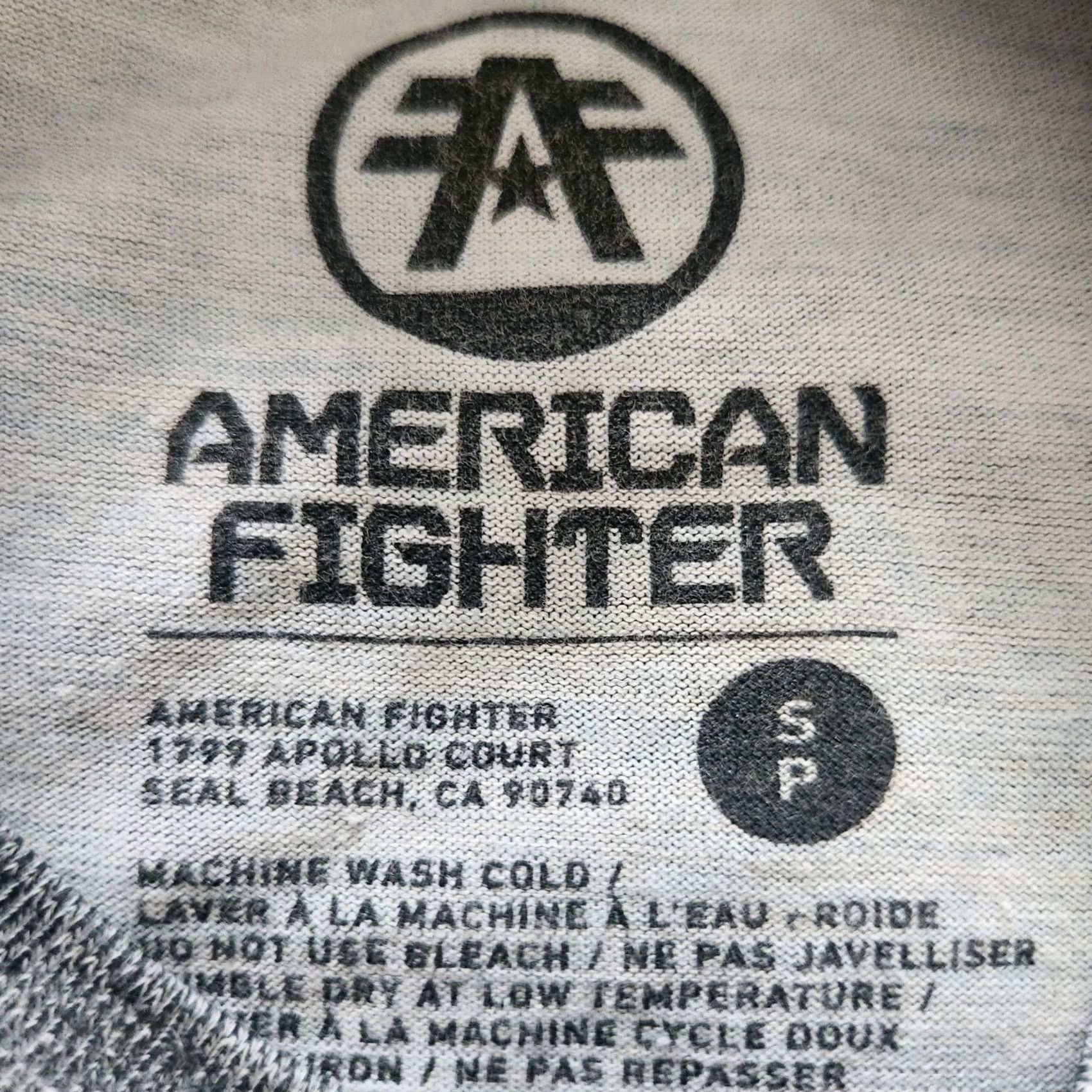 Vintage American Fighter T-Shirt Mens Small Gray Double-Sided AOP Tee Size US S / EU 44-46 / 1 - 7 Thumbnail
