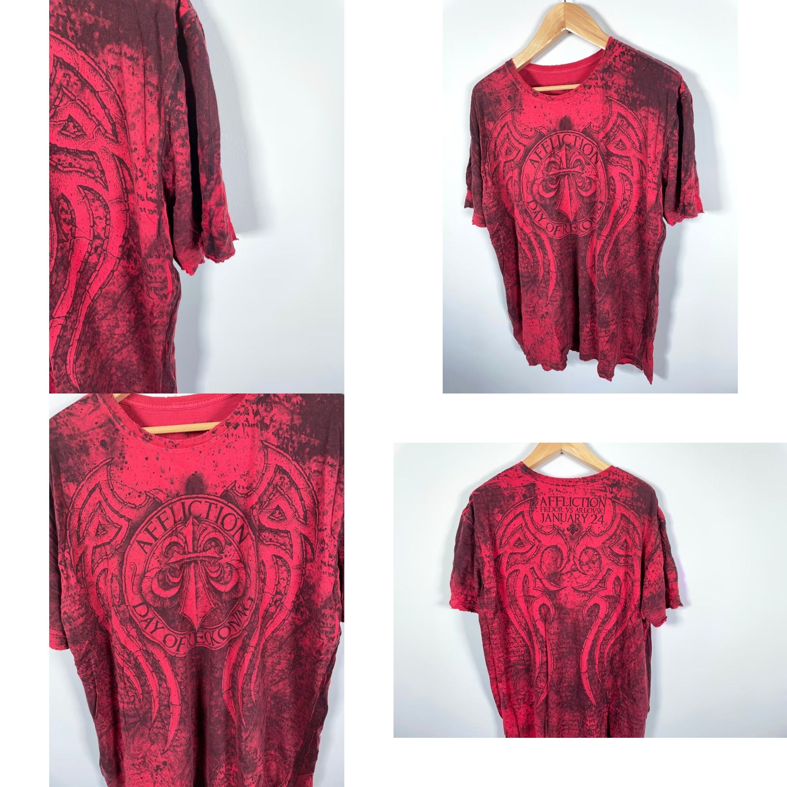 Affliction VINTAGE Affliction T-Shirt Men's 2XL Red Black Day of Reckoning 2009 UFC Size US XXL / EU 58 / 5 - 8 Thumbnail