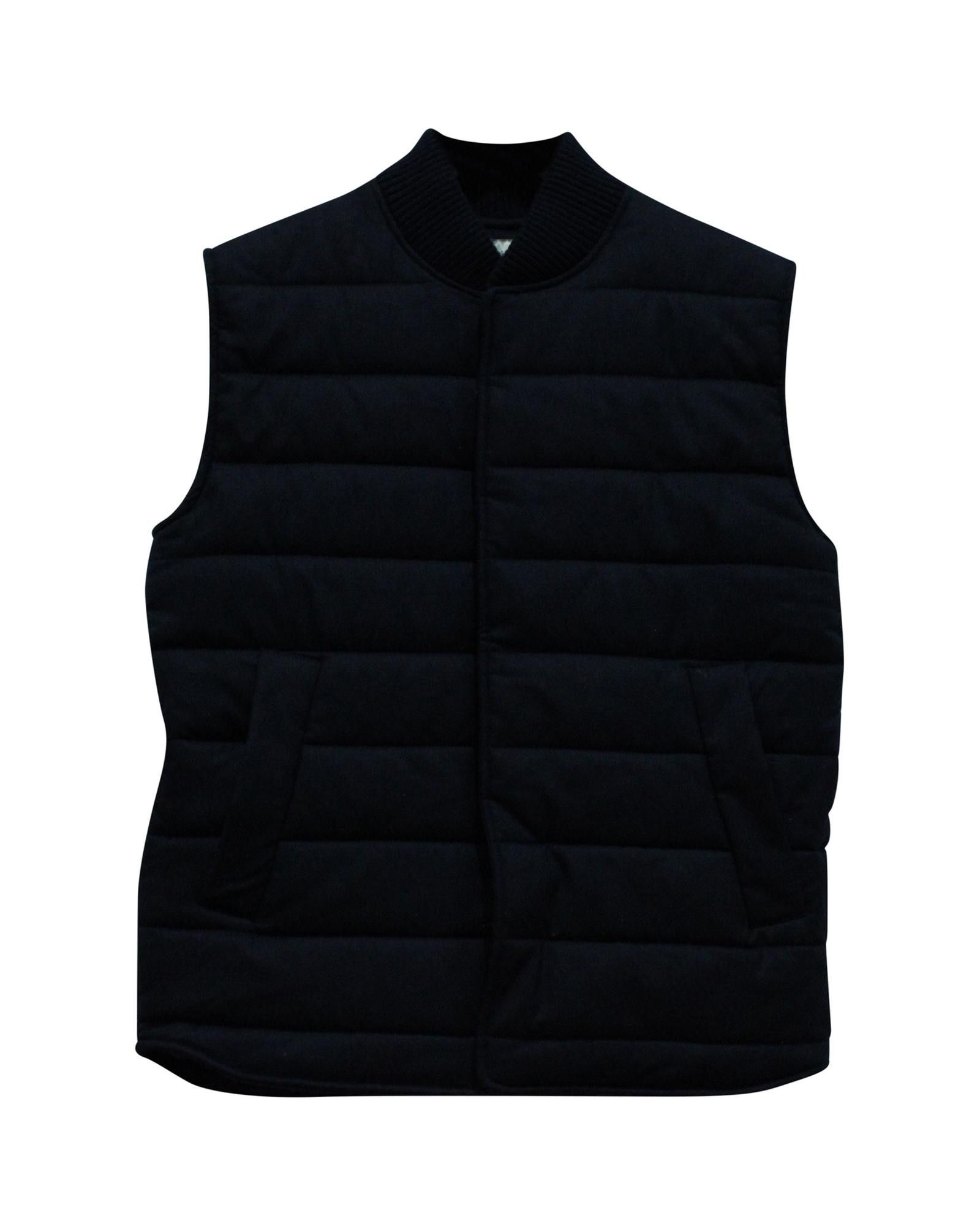 image of Officine Generale Navy Blue Padded Wool Gilet in Blue/Navy Blue, Men's (Size XS)