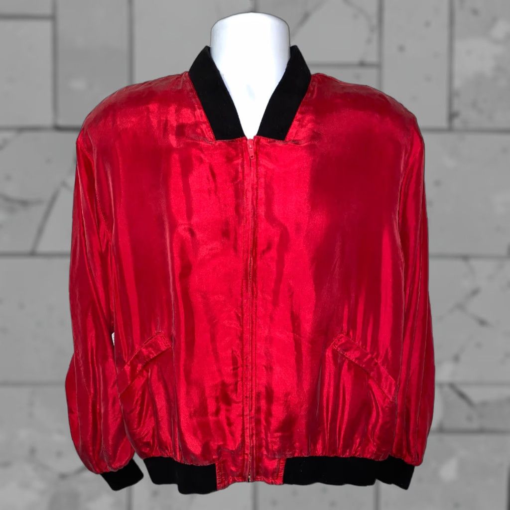 Vintage VINTAGE Diane Gilman Womens Silk Red Full Zip Jacket M Size Size M / US 6-8 / IT 42-44 - 1 Thumbnail