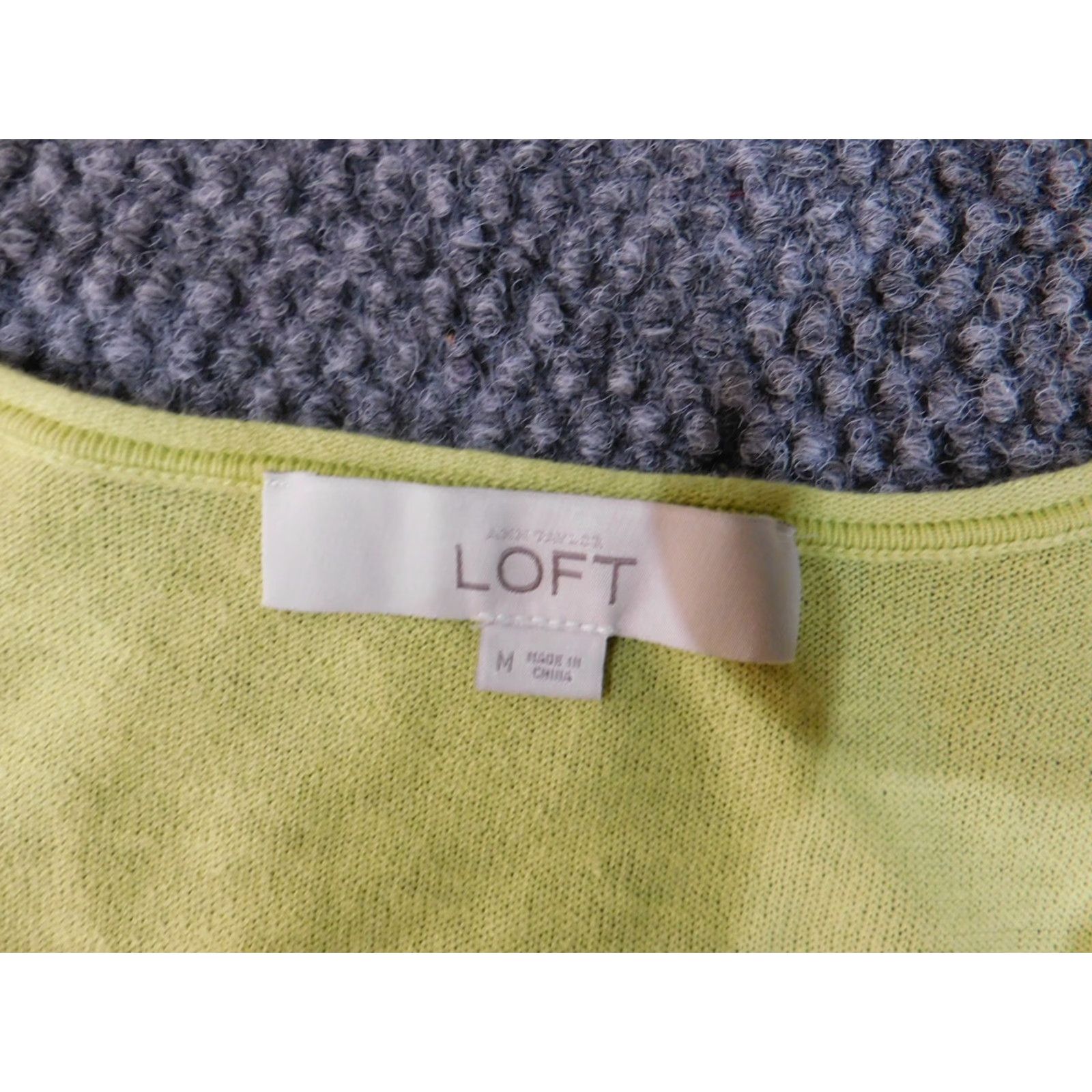 Loft LOFT Cardigan Sweater Green Wool Womens Medium Crew Neck Long Sleeve Rib Knit Button Cotton Casual Pullover Regular Fit Vintage No Size M / US 6-8 / IT 42-44 - 5 Thumbnail