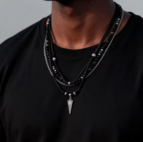 Jewelry Rock Punk Layer Black Leather Necklace Size ONE SIZE - 5 Thumbnail
