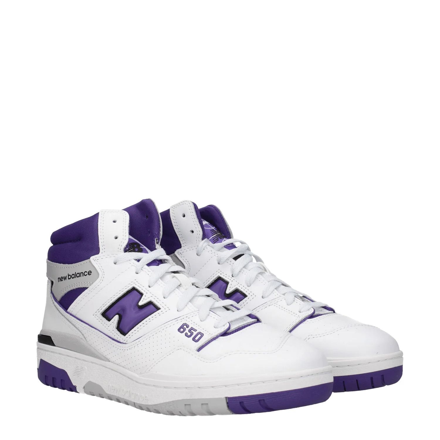 New Balance ob1o1e0925 Leather Hi-Top Sneakers in White/Violet Size US 11.5 / EU 44-45 - 2 Thumbnail