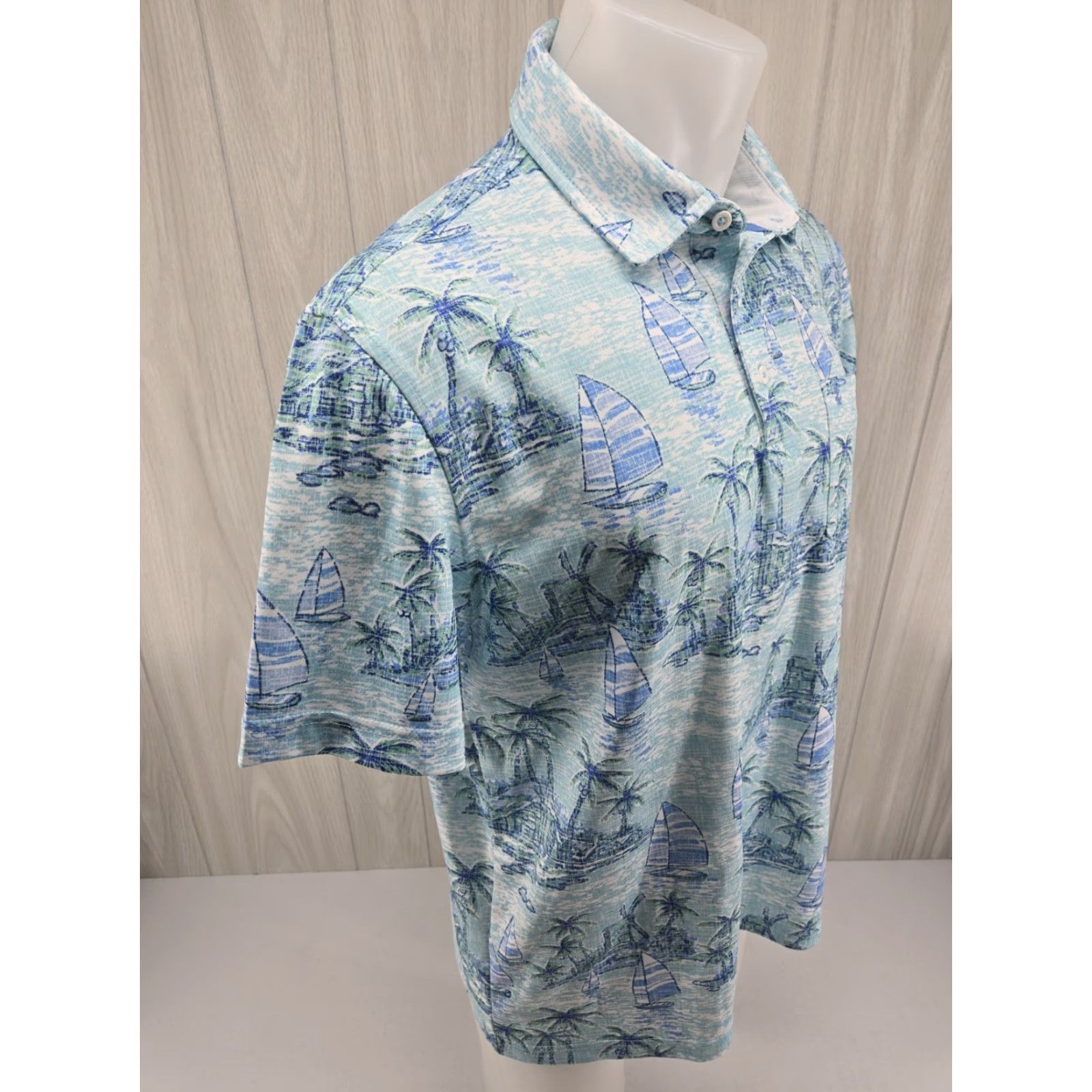 Izod Izod Saltwater Polo Shirt Mens L Sailboats Palm Trees All Over Print Polo Shirt Mens L Multicolor Beach Summer 90s? Size US L / EU 52-54 / 3 - 7 Thumbnail