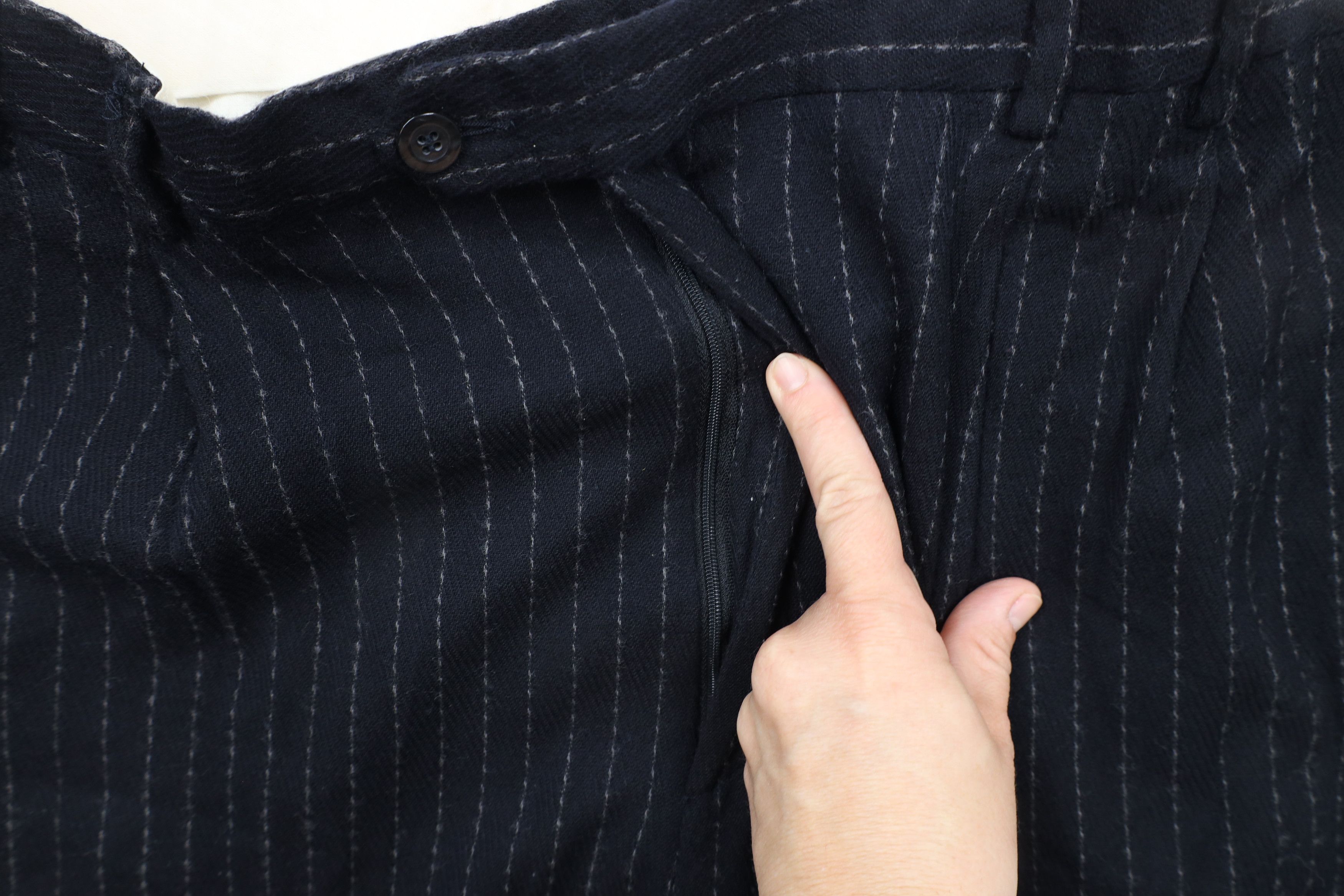 Vintage Vintage 90s Streetwear Striped Pleated Wool Wide Leg Pants Size US 36 / EU 52 - 5 Thumbnail