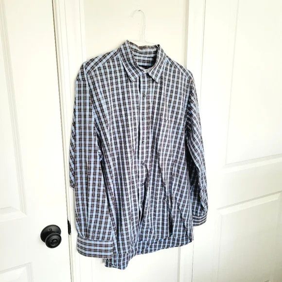 Club Room Regular Fit Tartan Plaid Collared Long Slv Button-Up Shirt Size US XL / EU 56 / 4 - 5 Thumbnail