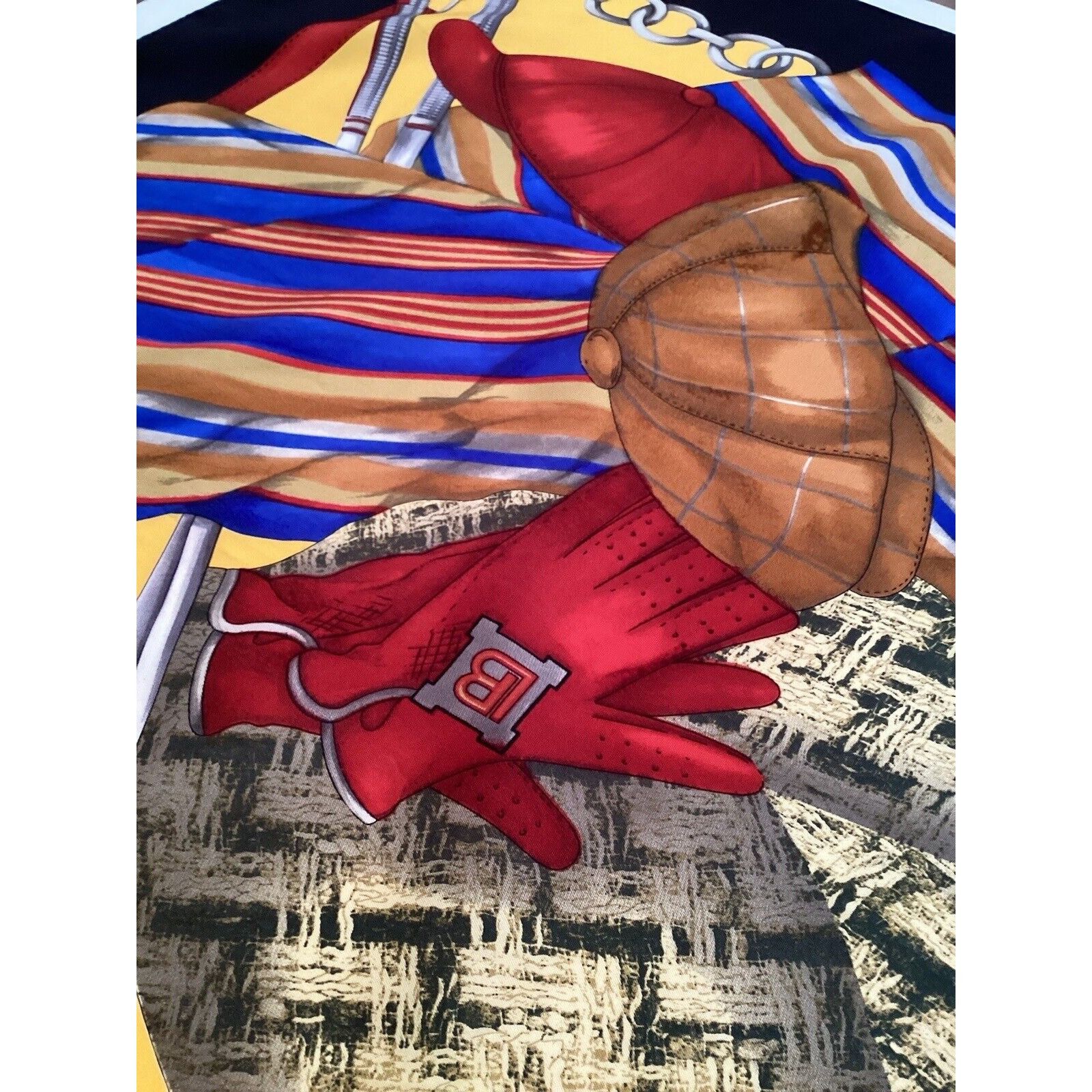 Laura Biagiotti LAURA BIAGIOTTI Yellow Golf Print Silk Scarf Made In Italy Size ONE SIZE - 7 Thumbnail