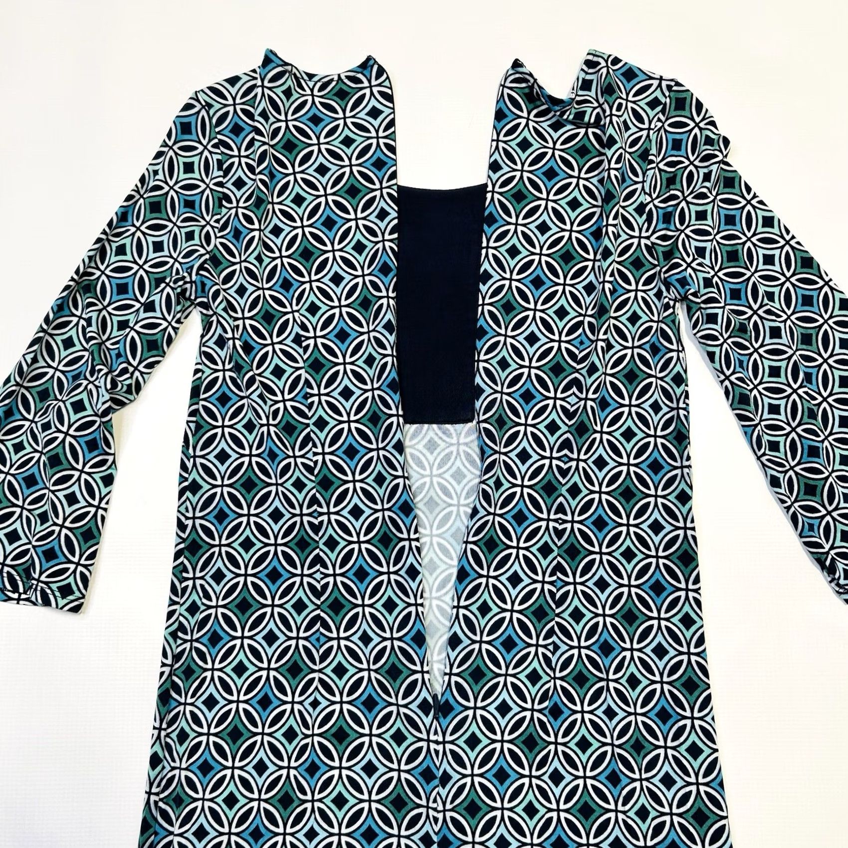 Loft LOFT Geometric Blue Sheath Dress Womens Size 2 Beaded Neckline 3/4 Sleeve Short Dress Lightweight Rayon Vintage No Size XS / US 0-2 / IT 36-38 - 4 Thumbnail