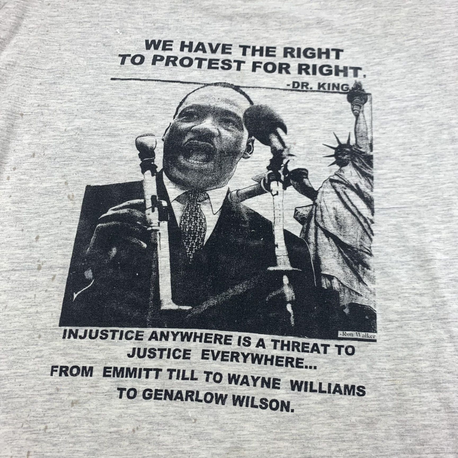 Hanes VINTAGE Martin Luther King Jr T Shirt Adult Large Gray Y2K Thrashed Distressed Size US L / EU 52-54 / 3 - 6 Thumbnail